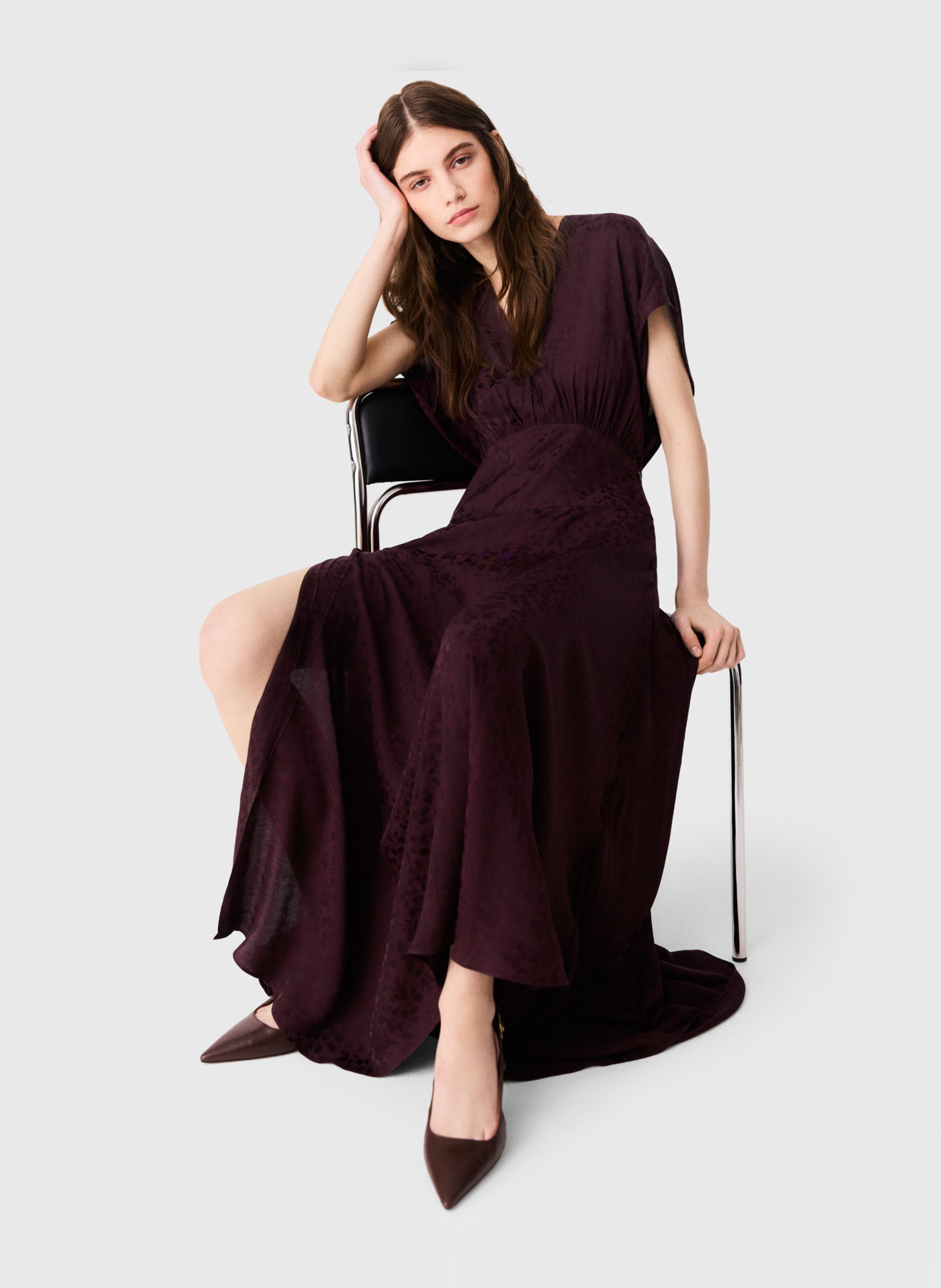 Robe longue évasée MAJE Rouge