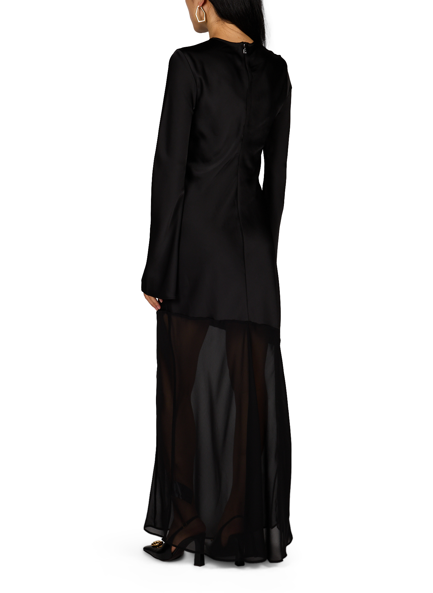 Lange zweifarbige Kleid ROTATE Schwarz