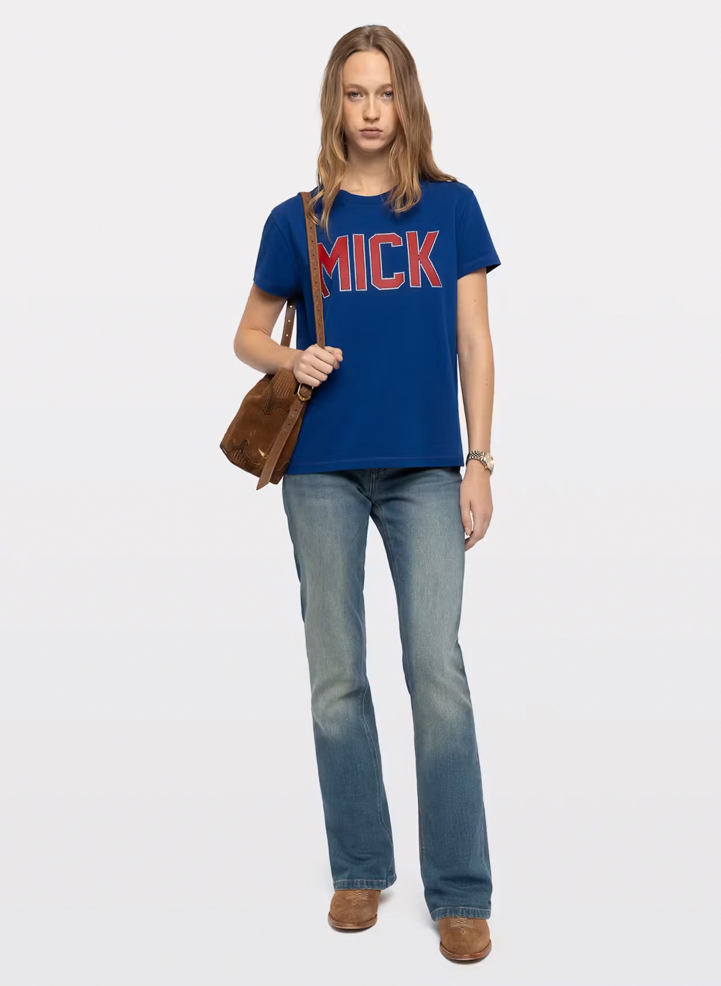 Recht T-shirt met ronde hals en Walk-zeefdruk ZADIG&VOLTAIRE Blauw
