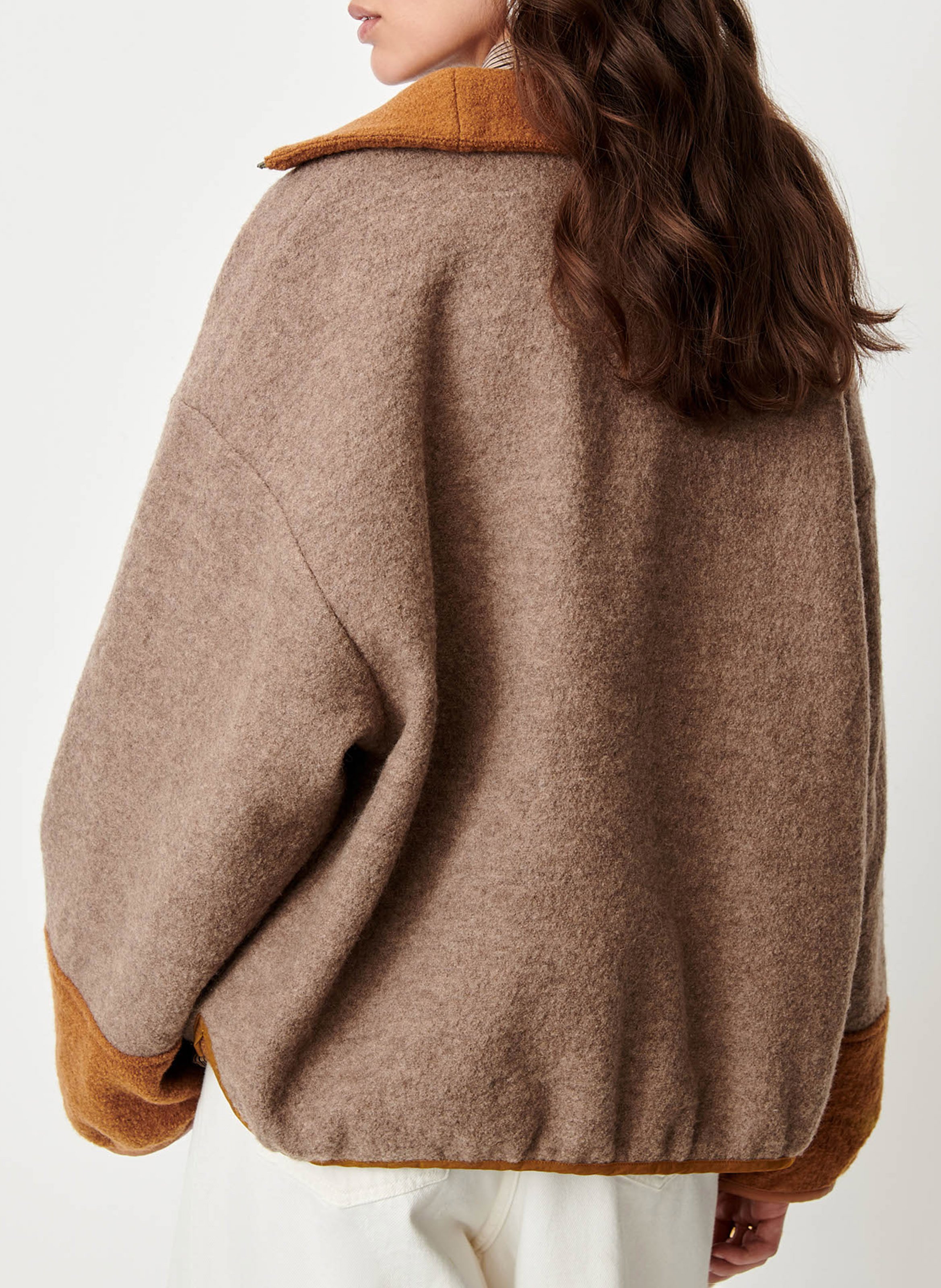 Veste droite col camionneur en laine costwelle SESSUN Marron