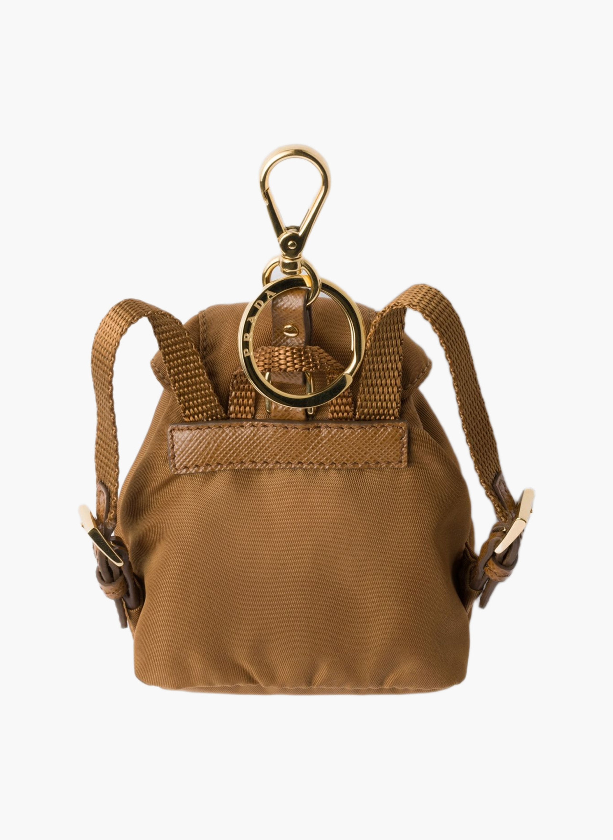 Charm porte-clés mini icon en re-nylon PRADA Marron