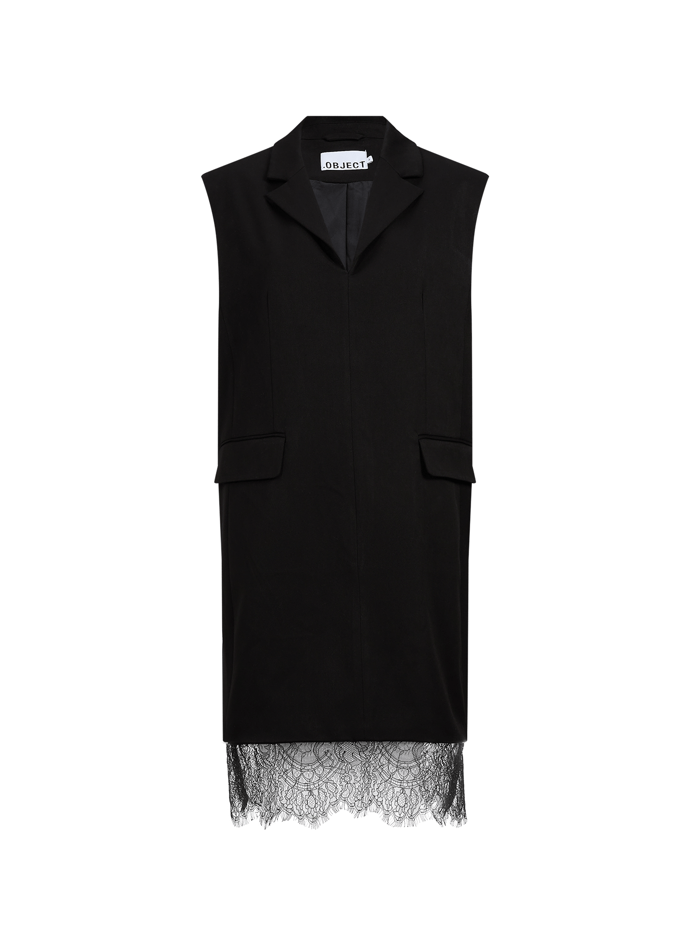 Gerades Kleid mit Spitze OBJECT Schwarz