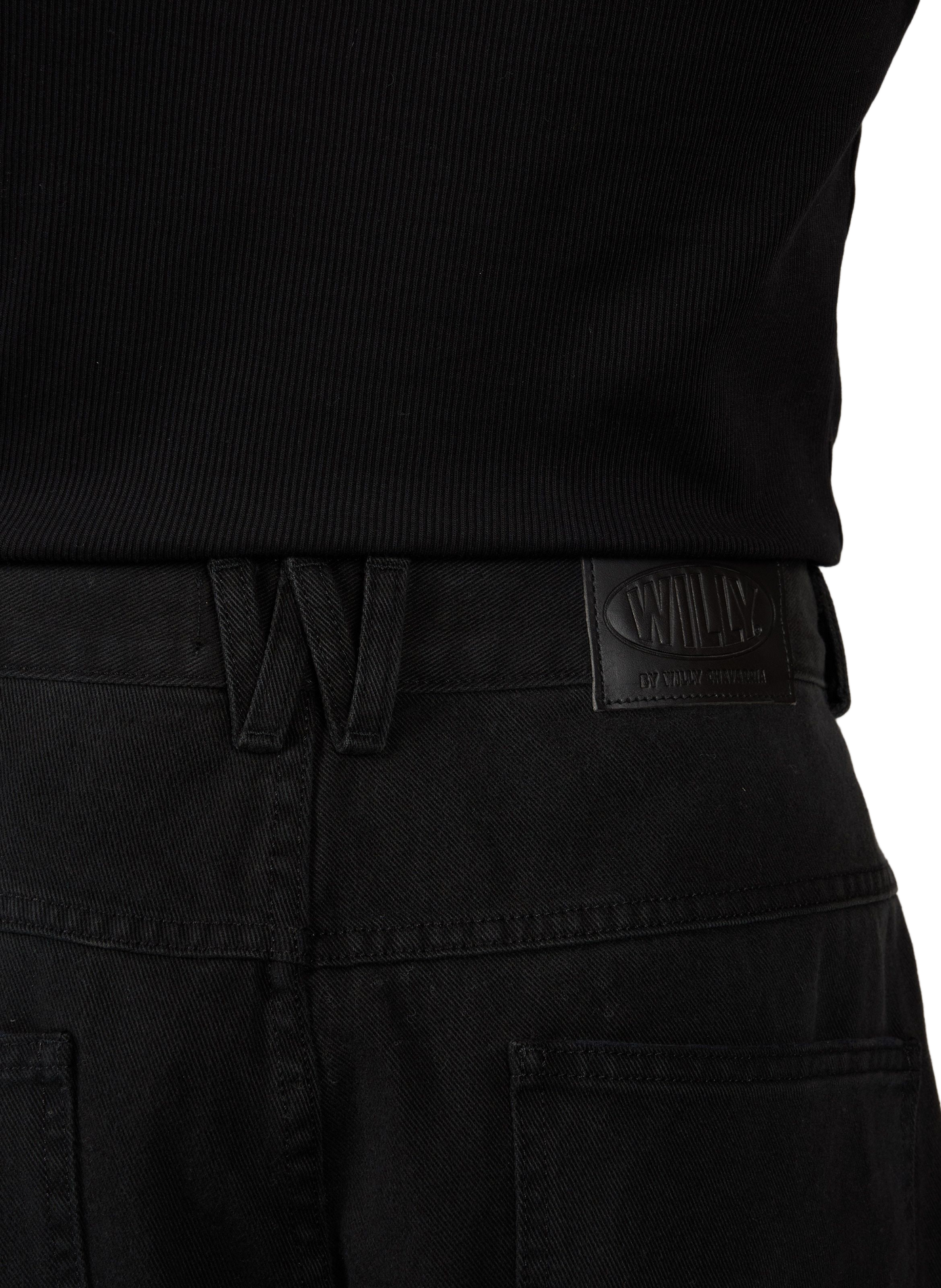 Solid straight-leg cotton jeans WILLY CHAVARRIA Black