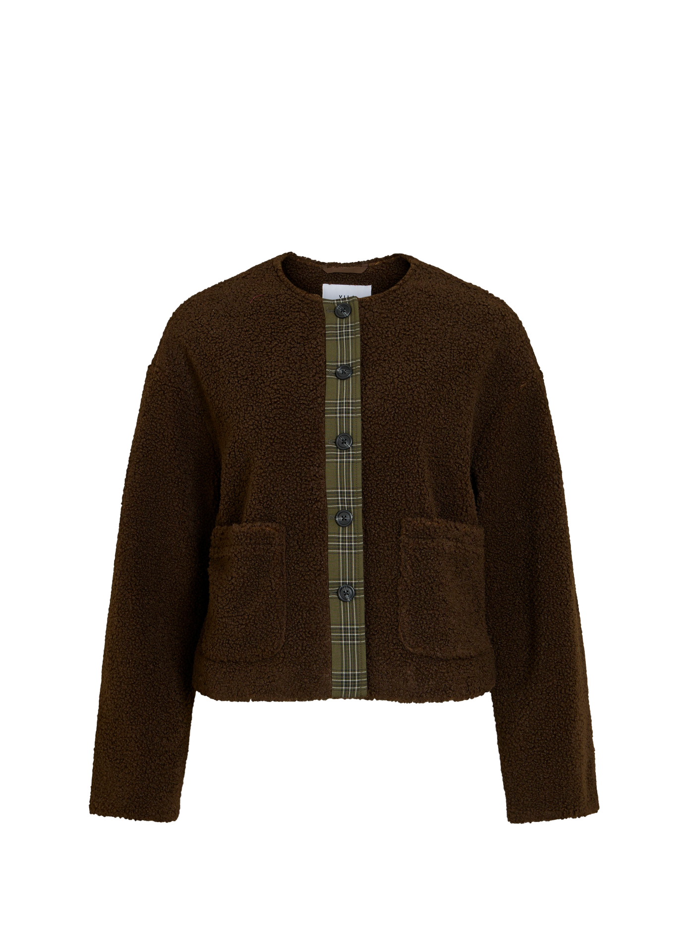 Veste droite col rond en sherpa VILA Braun