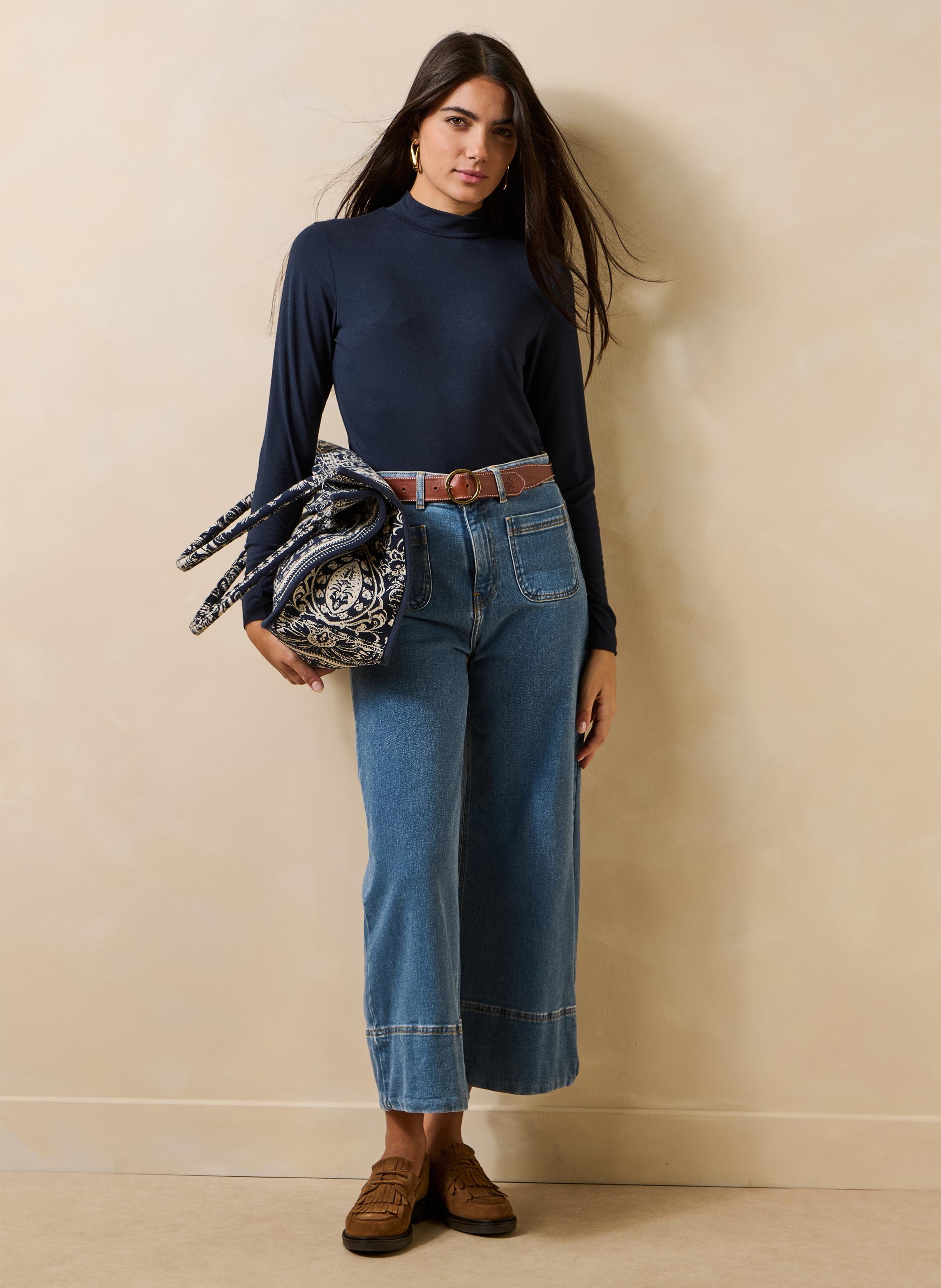 Effen top met lange mouwen LA FEE MARABOUTEE Blauw