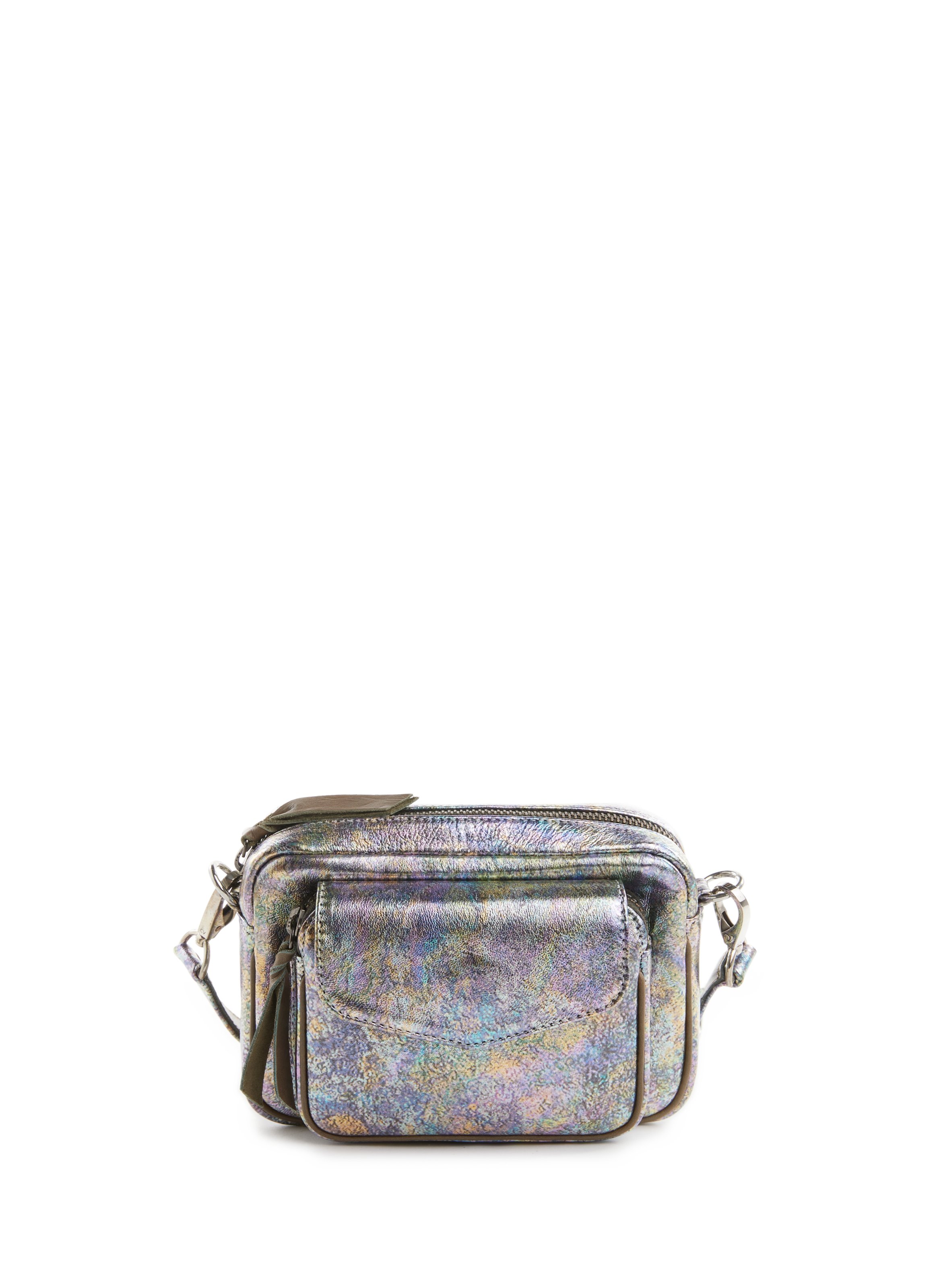 CLARIS VIROT Sac Baby Charly en cuir effet métallisé Argent
