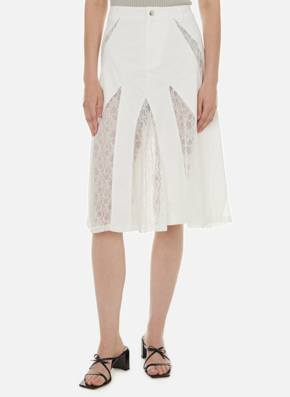 Flared skirt Anita with lace White by MIAOU MIAOU Flared skirt Anita with lace White