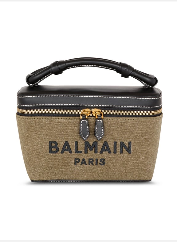 B-army vanity case en toile et cuir Vert by BALMAIN BALMAIN B-army vanity case en toile et cuir Vert