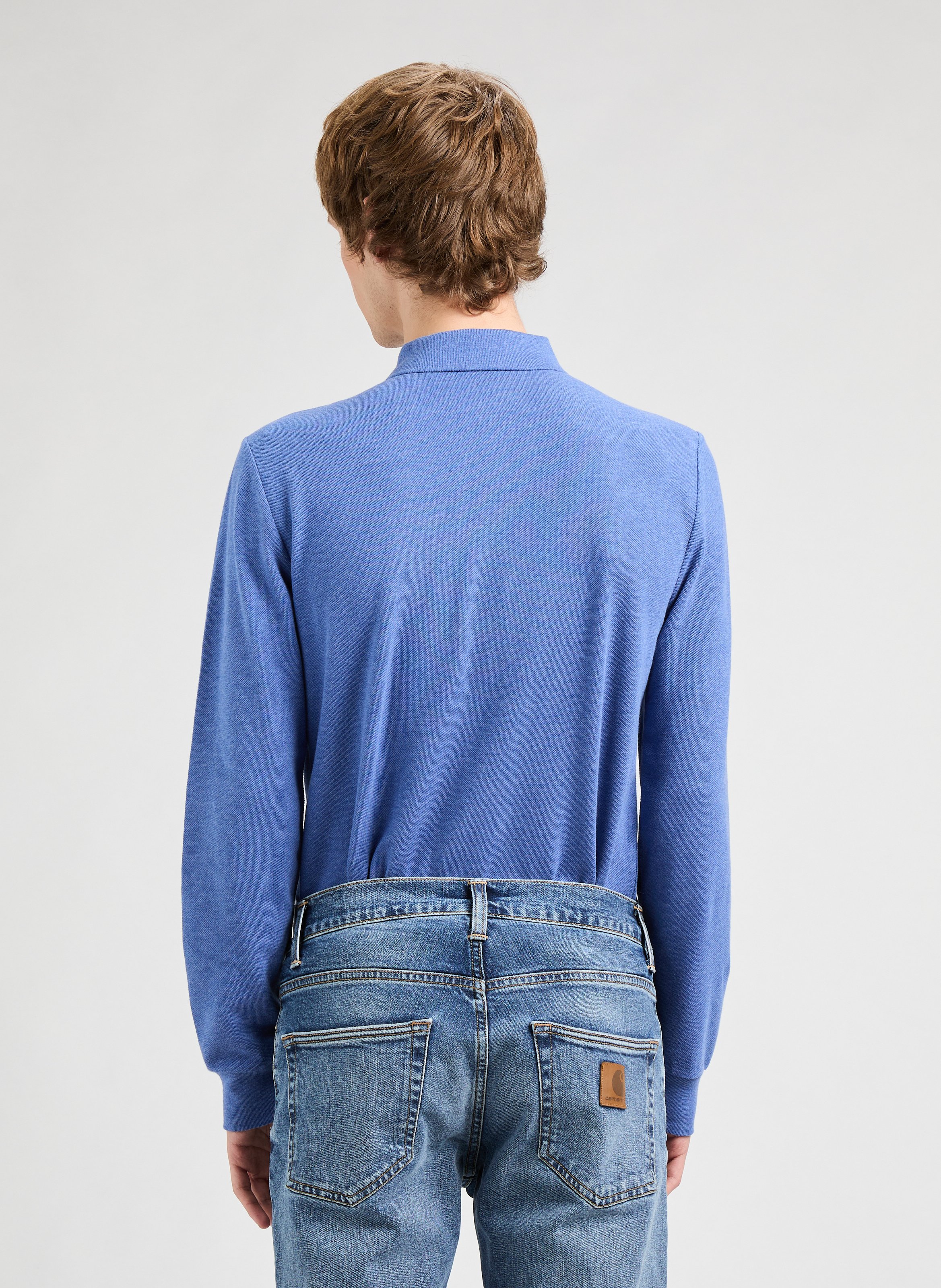 Long-sleeved cotton piqué polo shirt POLO RALPH LAUREN Blue