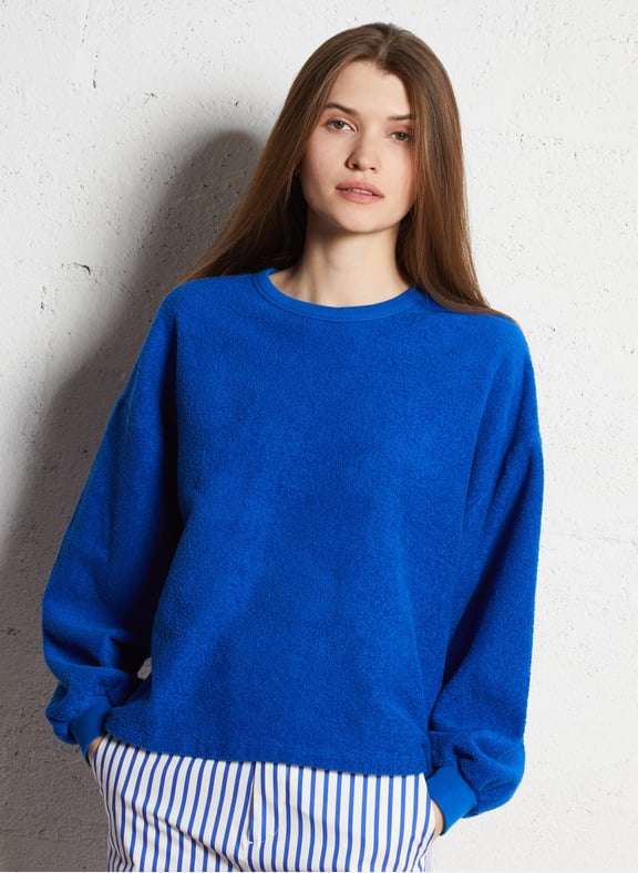 Sweat molletonné avec tissu éponge en coton bio bobypark Bleu by AMERICAN VINTAGE AMERICAN VINTAGE Sweat molletonné avec tissu éponge en coton bio bobypark Bleu
