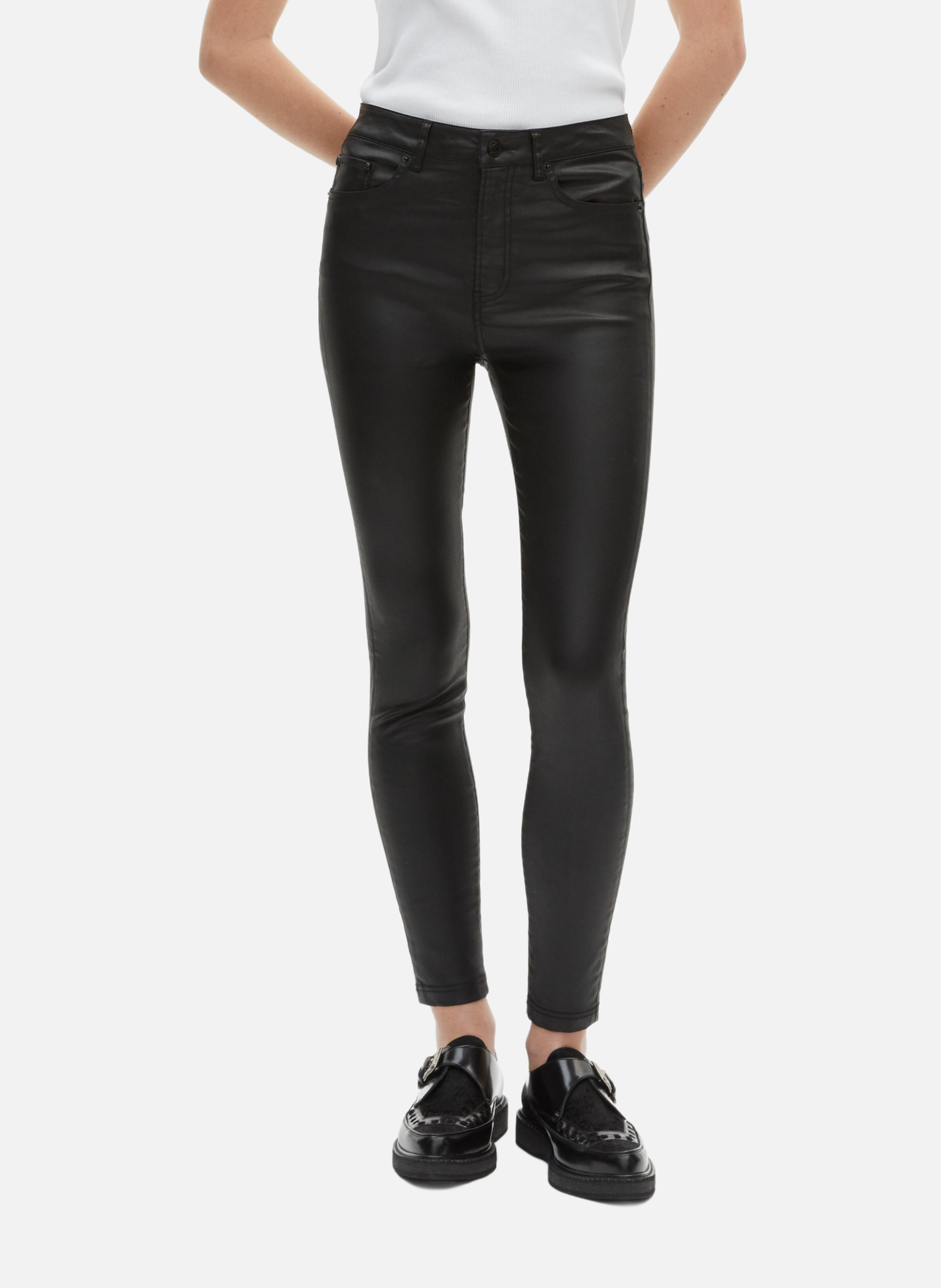 THE KOOPLES Jean stretch slim effet cuir Noir