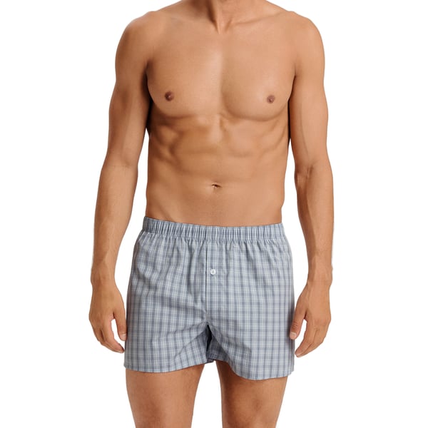 Hanro Fancy Woven Cotton Boxer In Sea Breeze Check