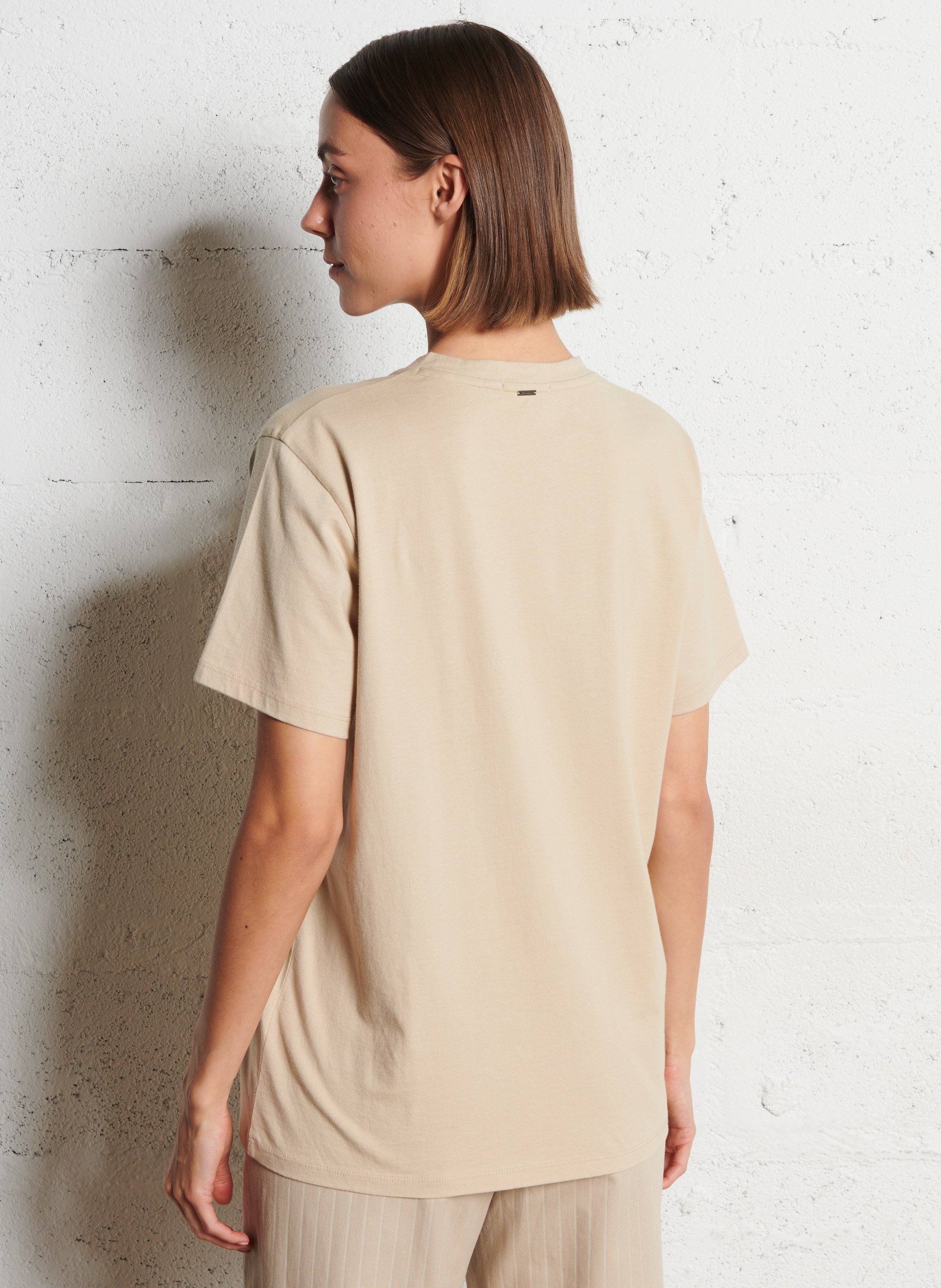Tee-shirt col rond en coton IKKS Beige