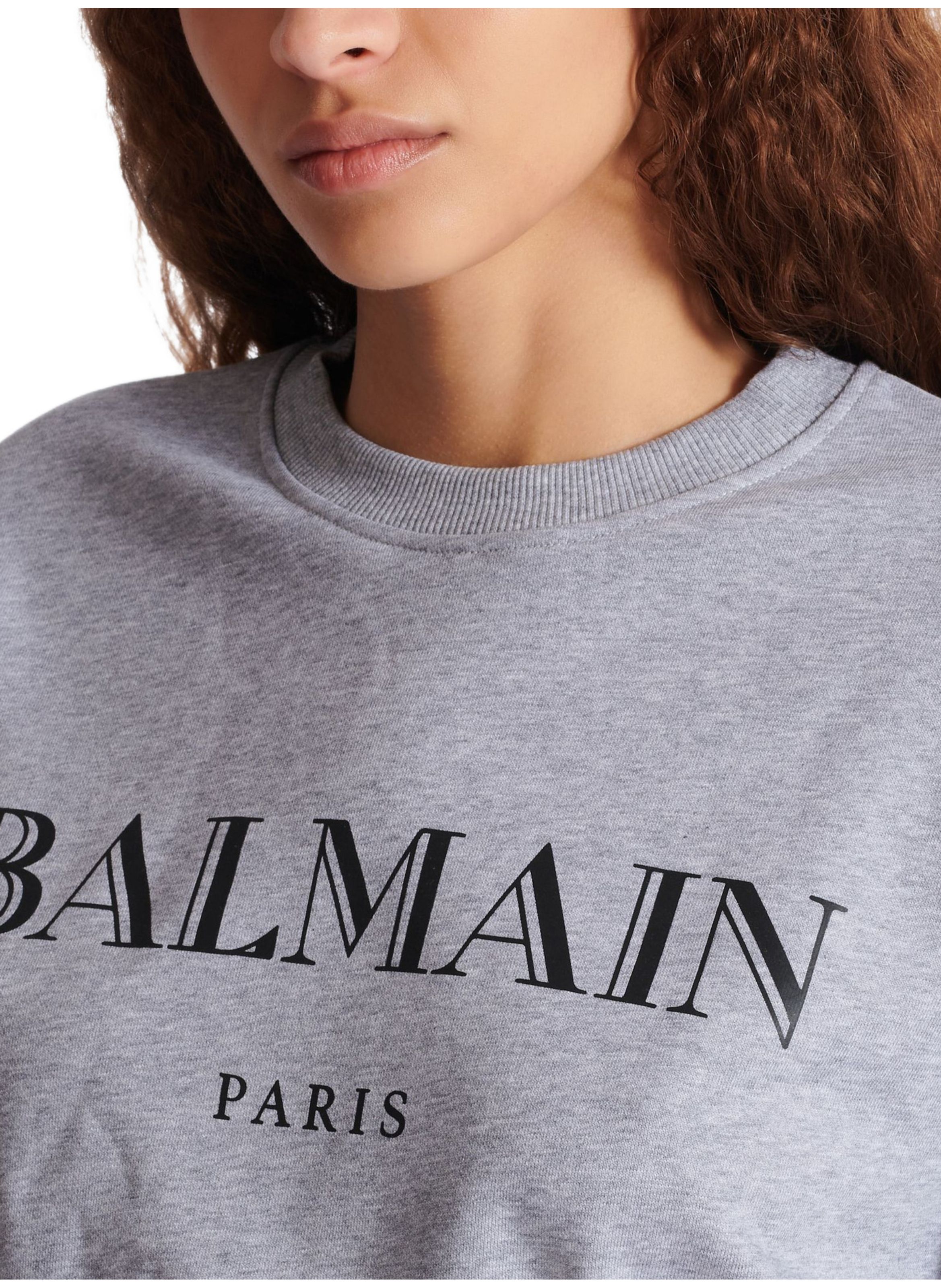 Sweat-shirt à col ras du cou imprimé balmain BALMAIN Gris