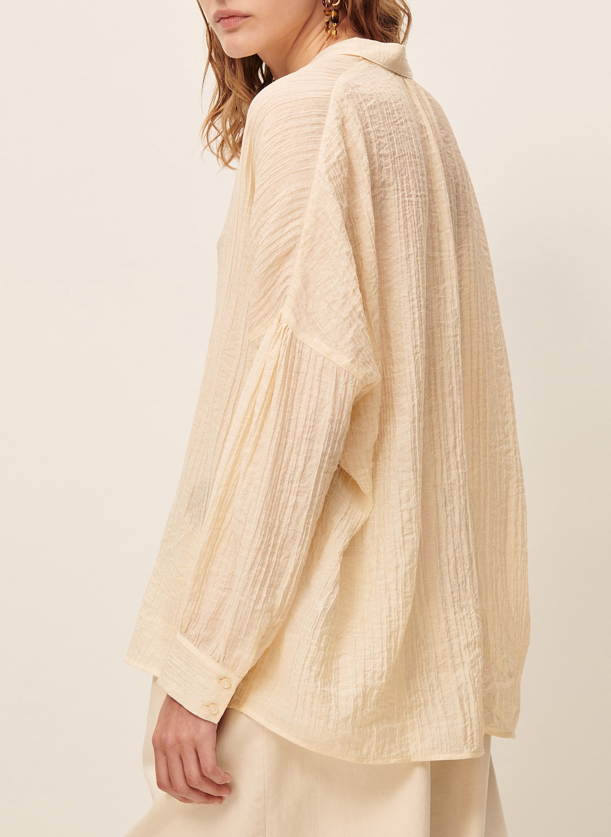 Chemise col classique oversize en coton botan SESSUN Beige