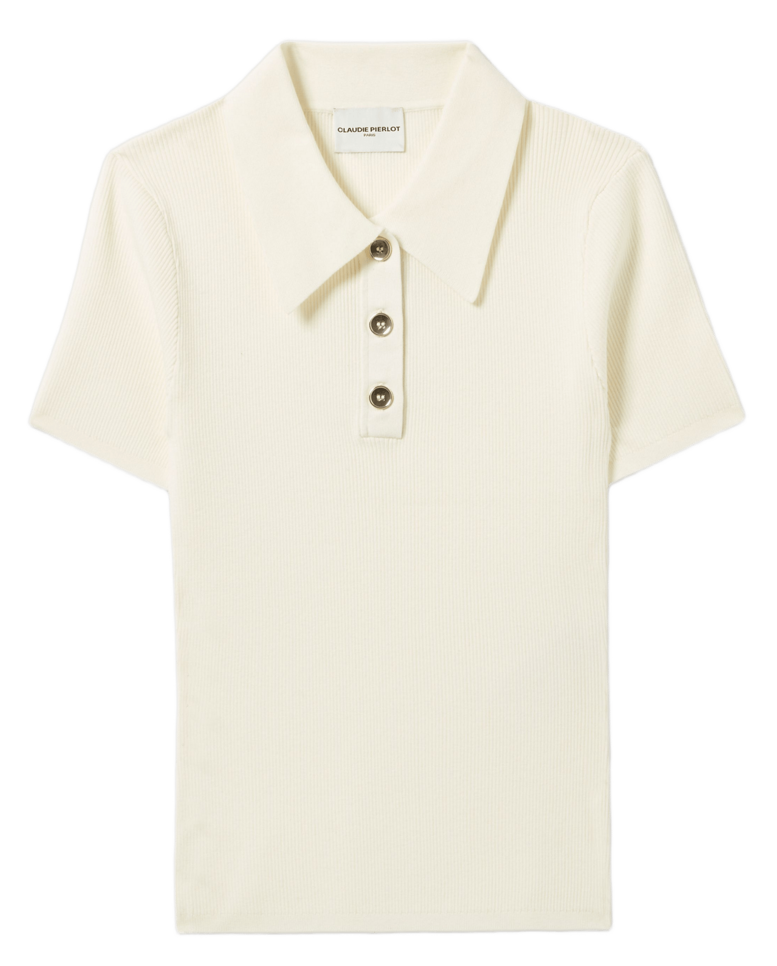 Polo manches courtes uni côtelé CLAUDIE PIERLOT Beige