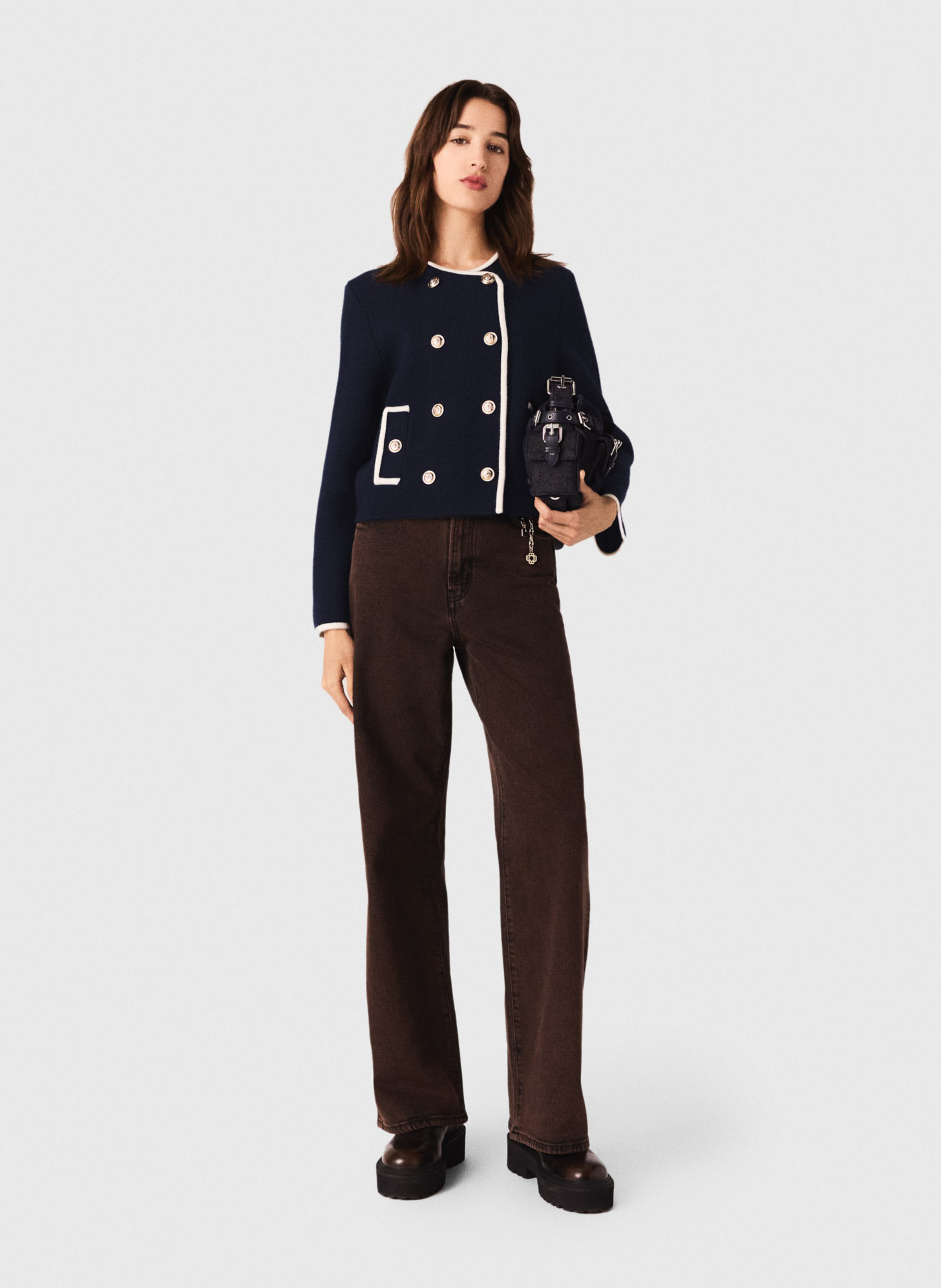 Cardigan col rond Bleu