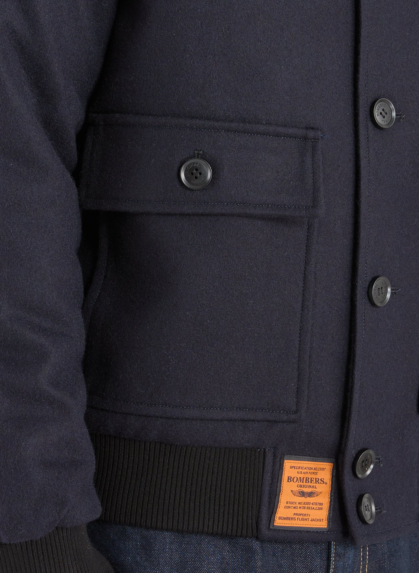 Blouson uni en laine mélangée BOMBERS ORIGINAL Bleu