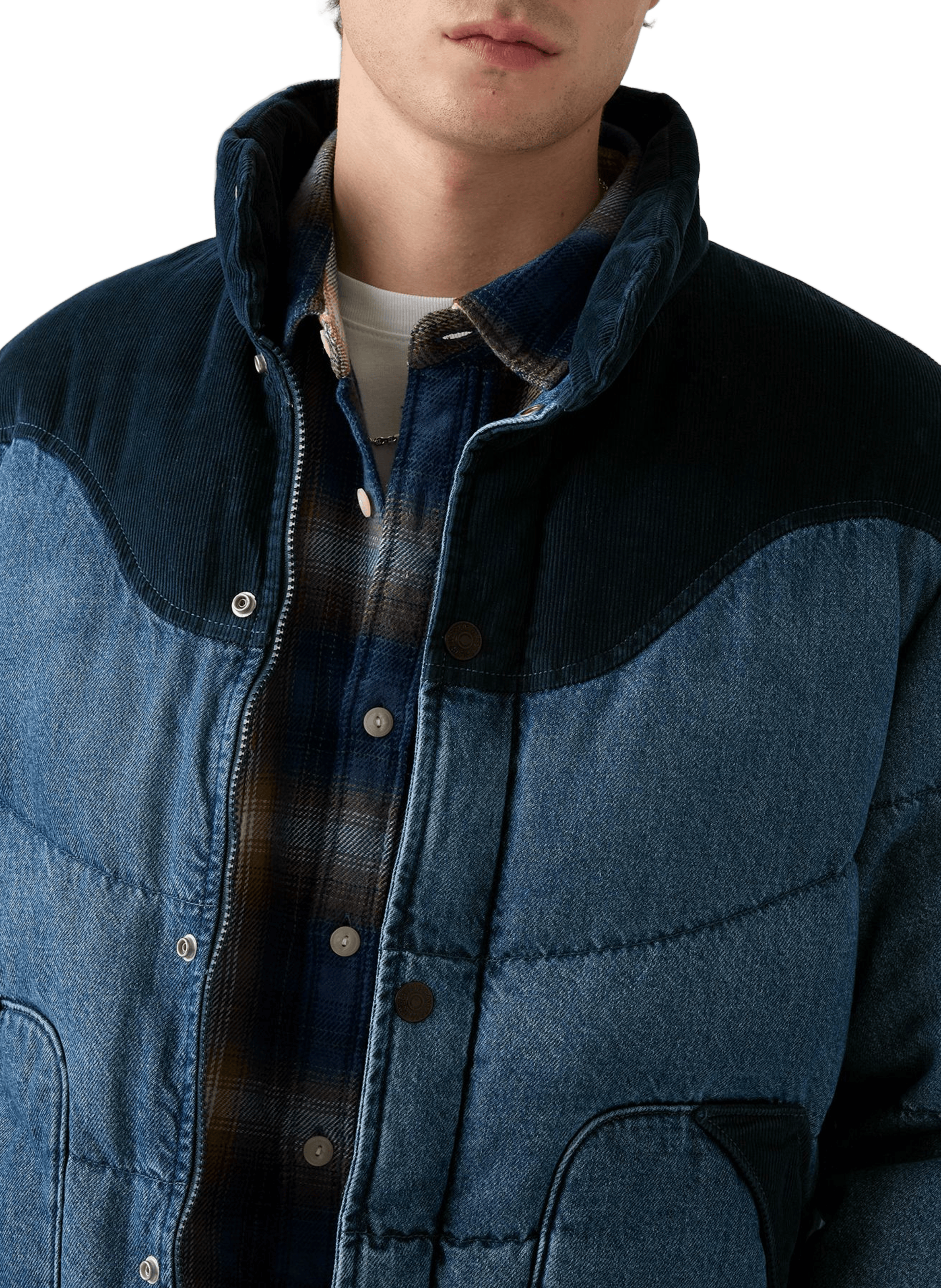 Oversized coat with high neck in cotton LEVI'S Blue