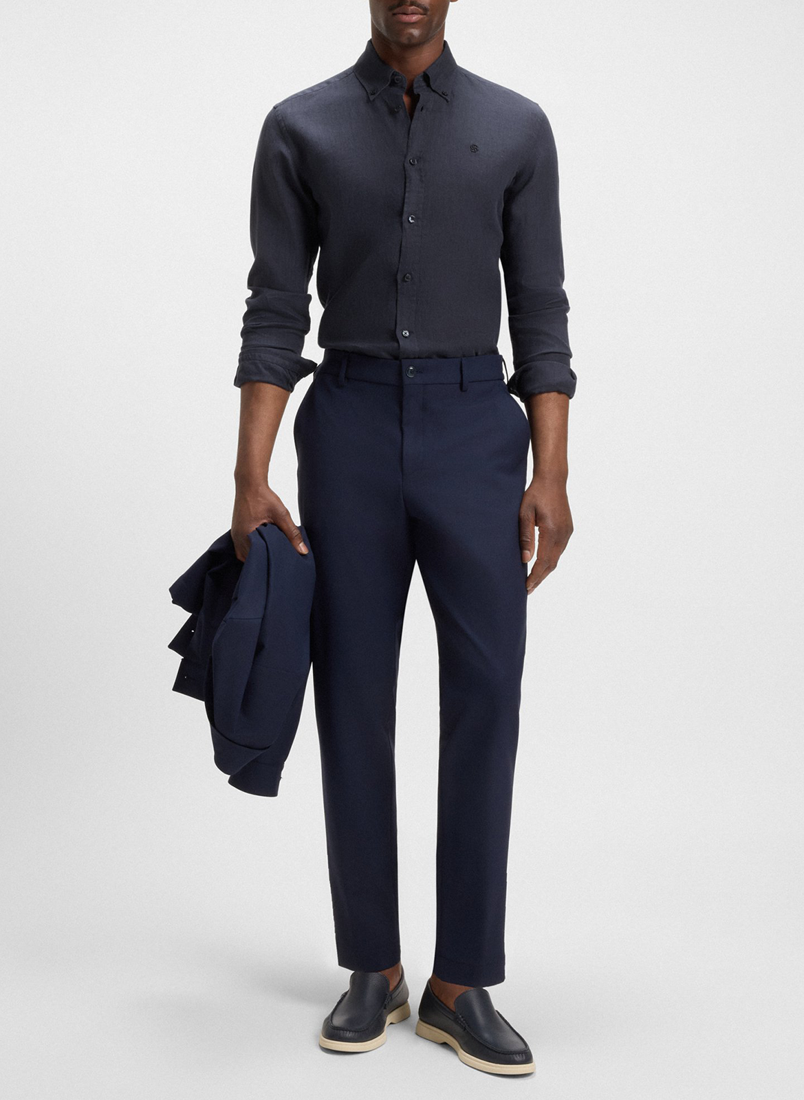 Chemise slim-fit en lin BOSS Bleu