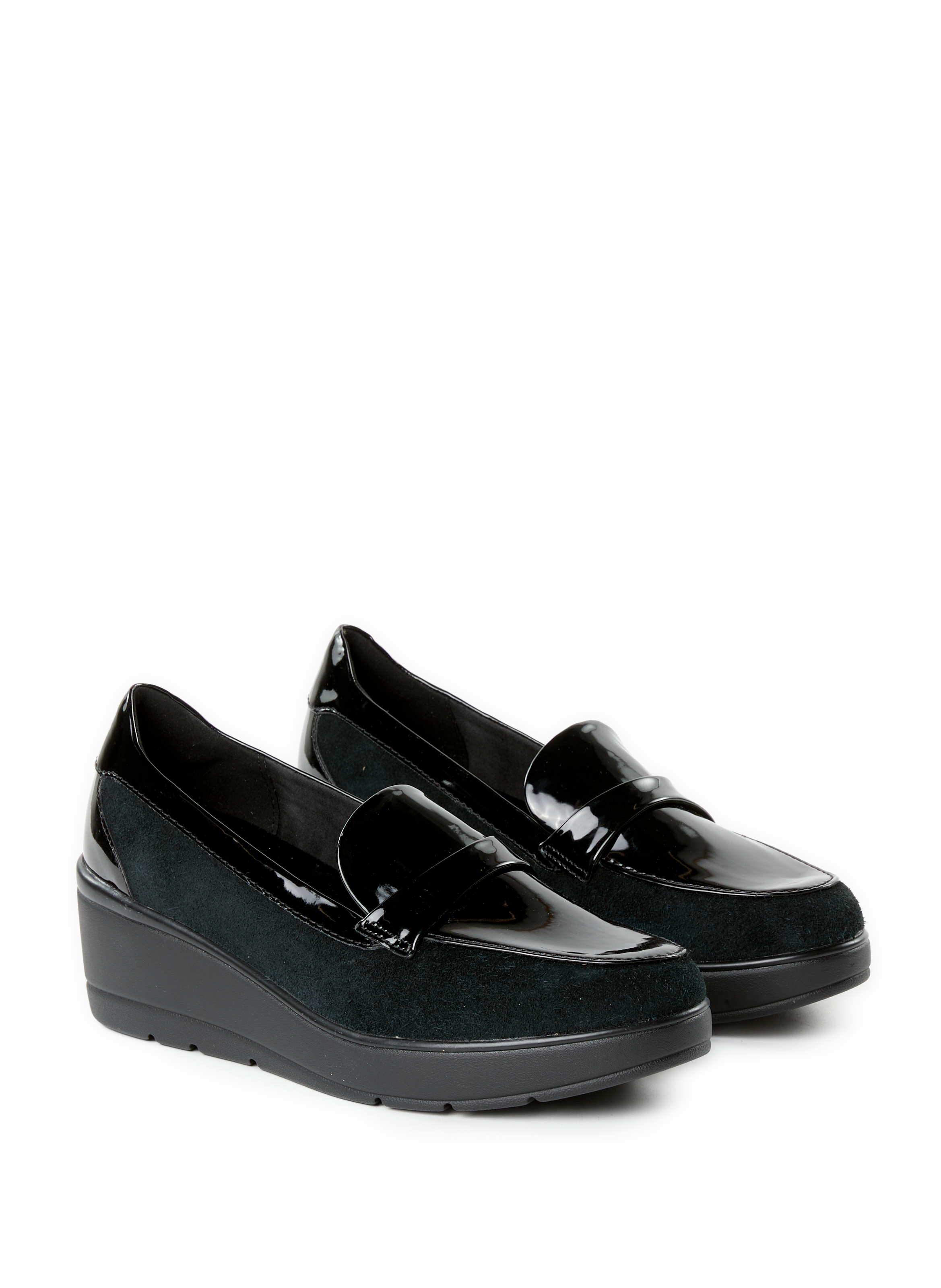 Mixed leather moccasins GEOX Black