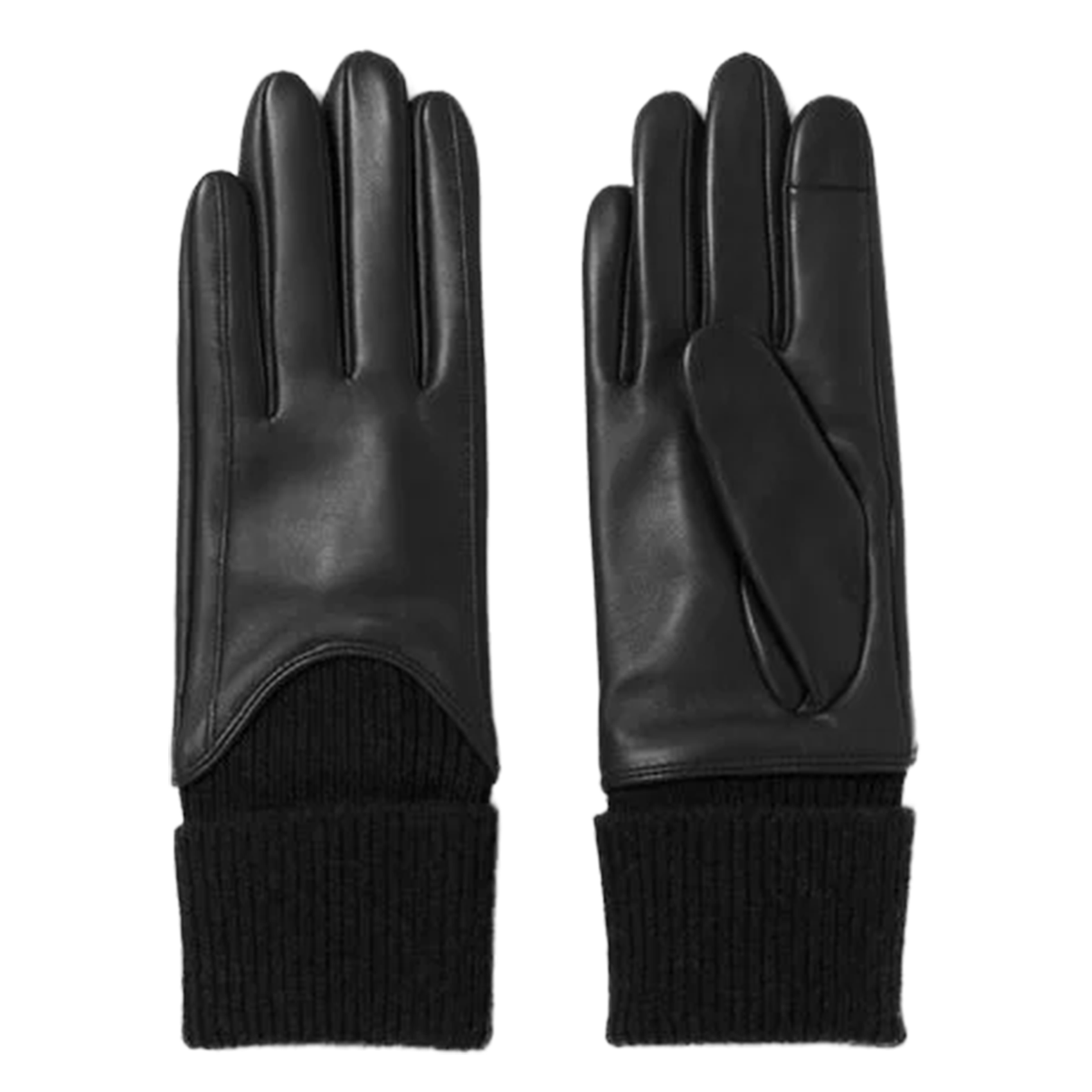 Gants en cuir lisse avec détail laine artycp CLAUDIE PIERLOT Noir