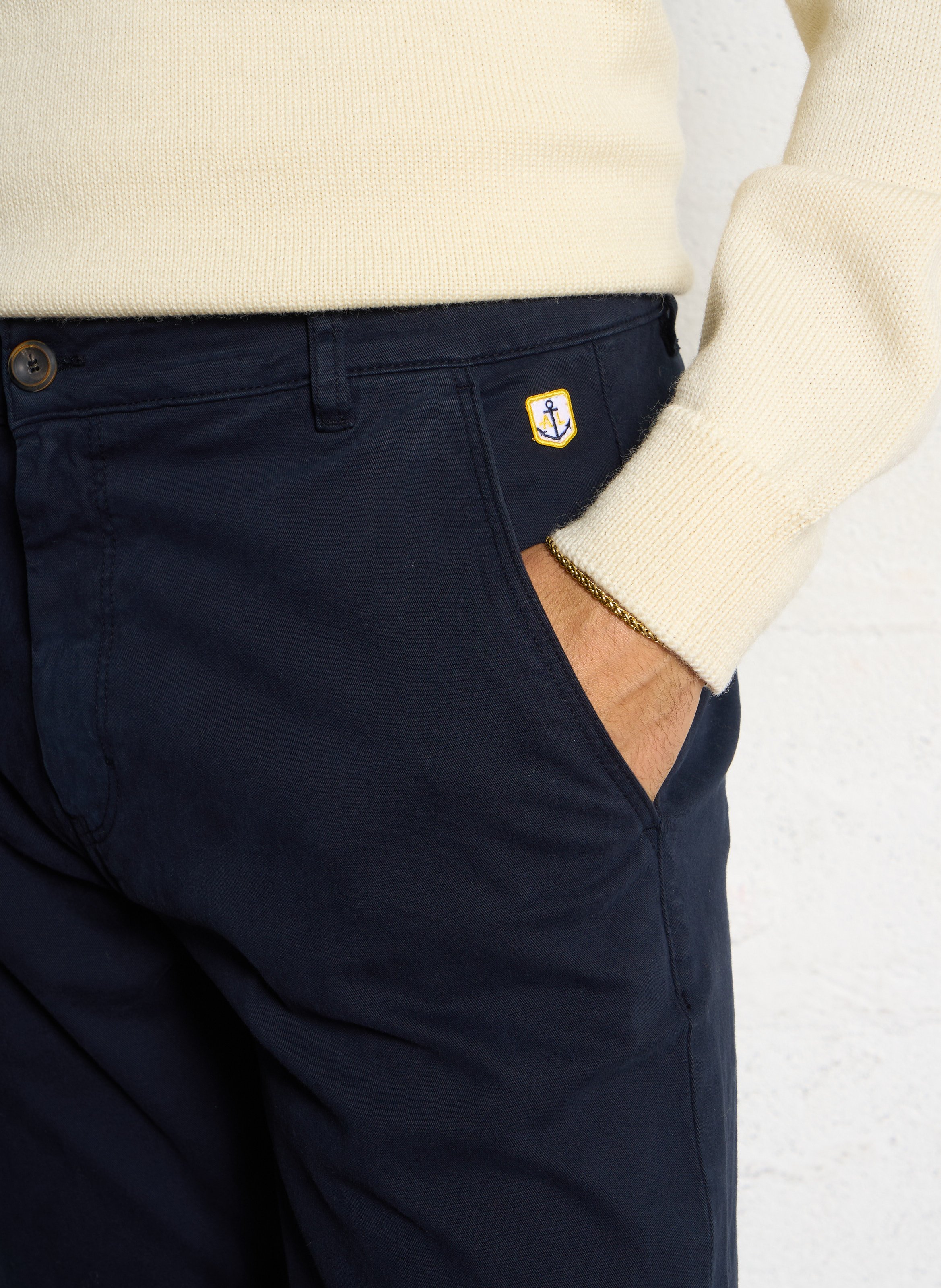 Pantalon chino uni en coton mélangé heritage ARMOR-LUX Bleu