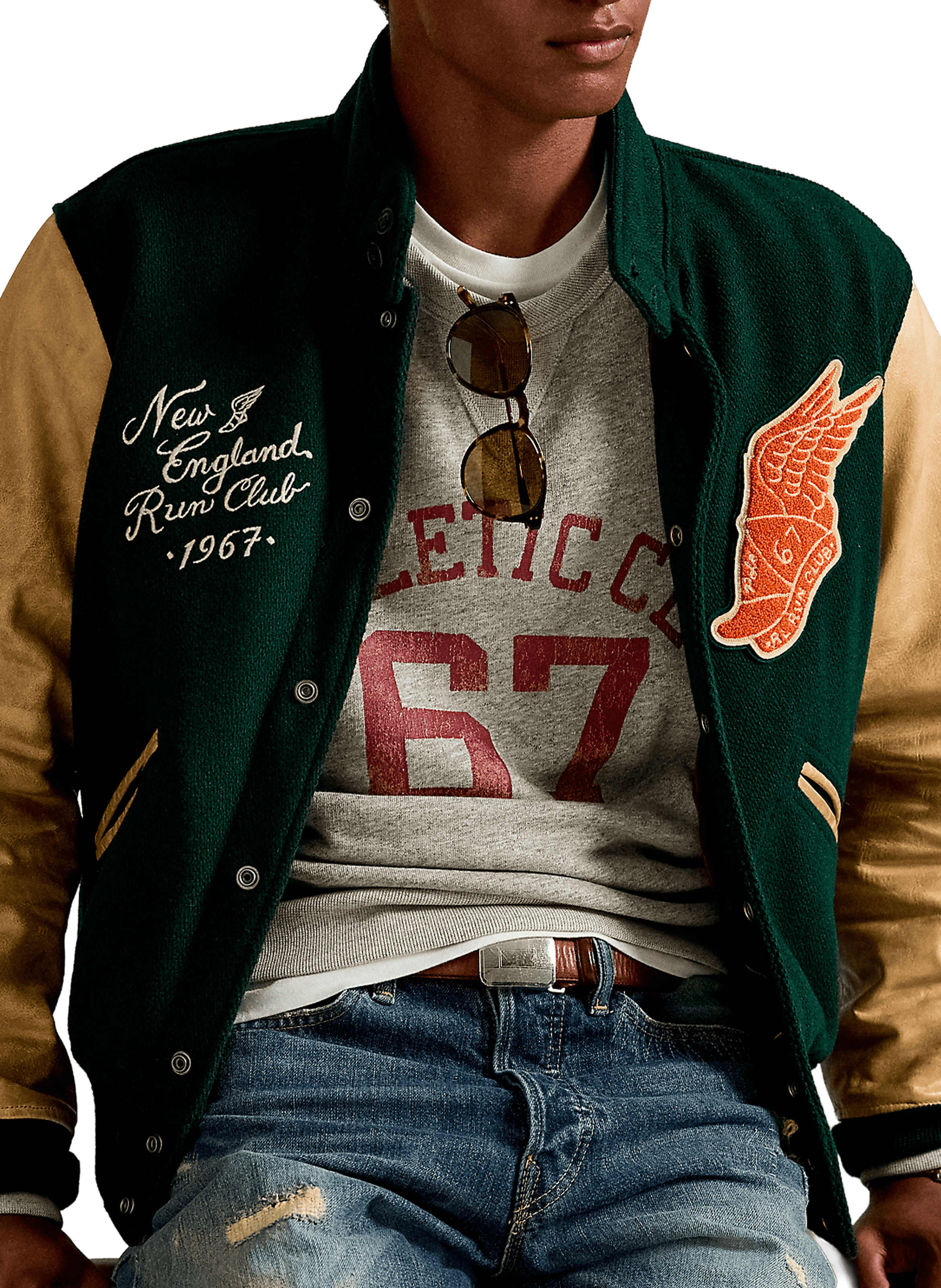 Jacket with high collar in blended wool POLO RALPH LAUREN Green