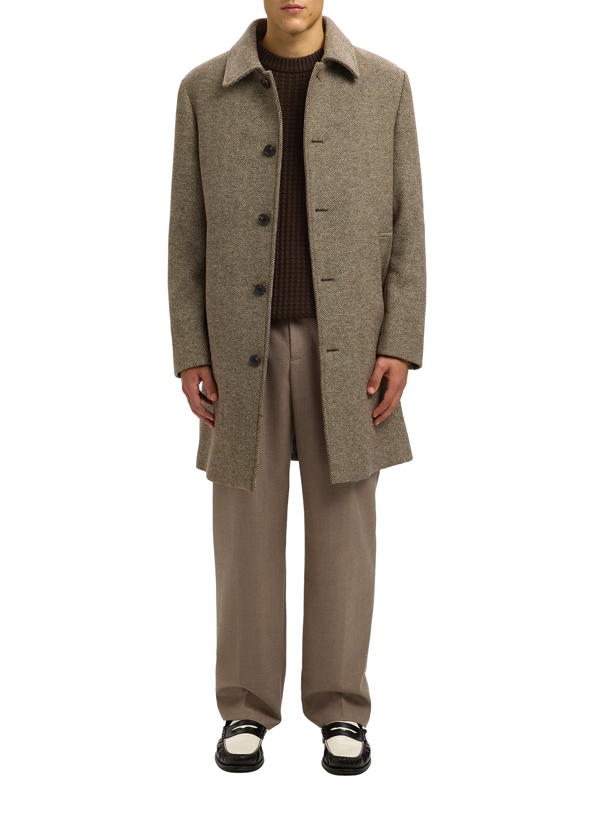 Pull col rond en coton SELECTED Marron