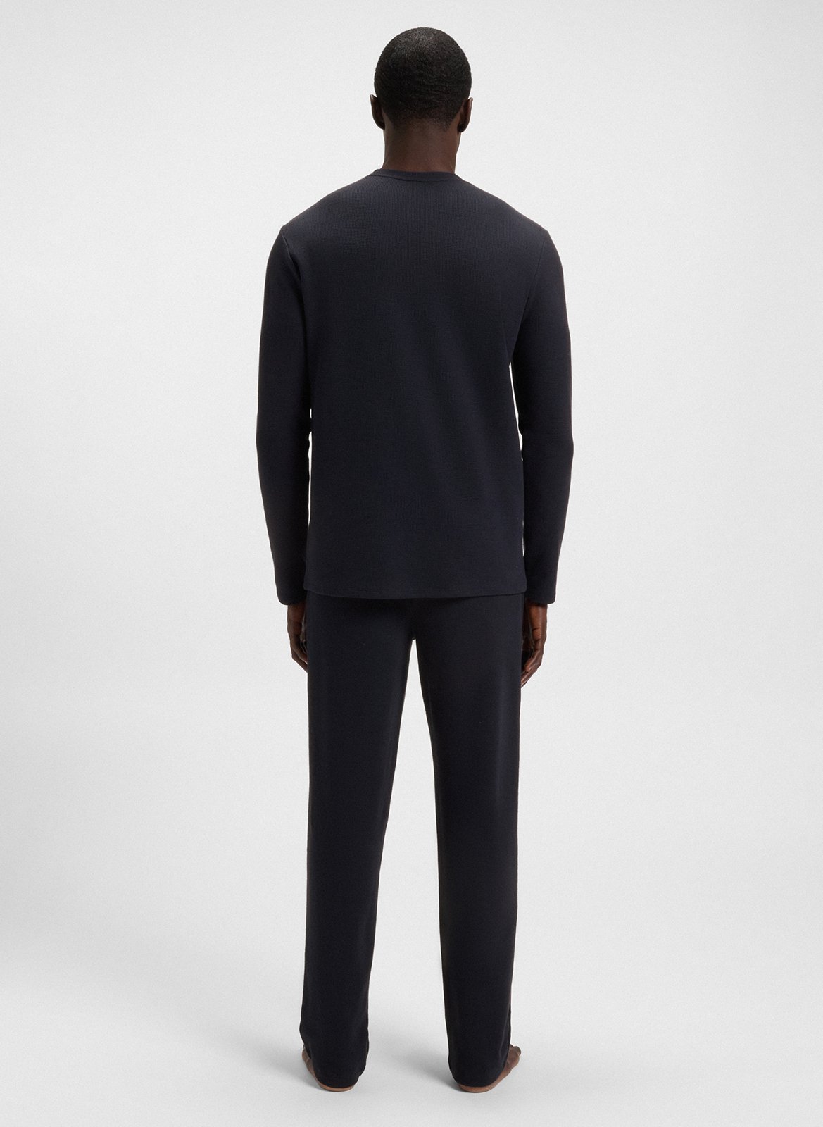 Tee-shirt droit manches longues à logo BOSS Bleu