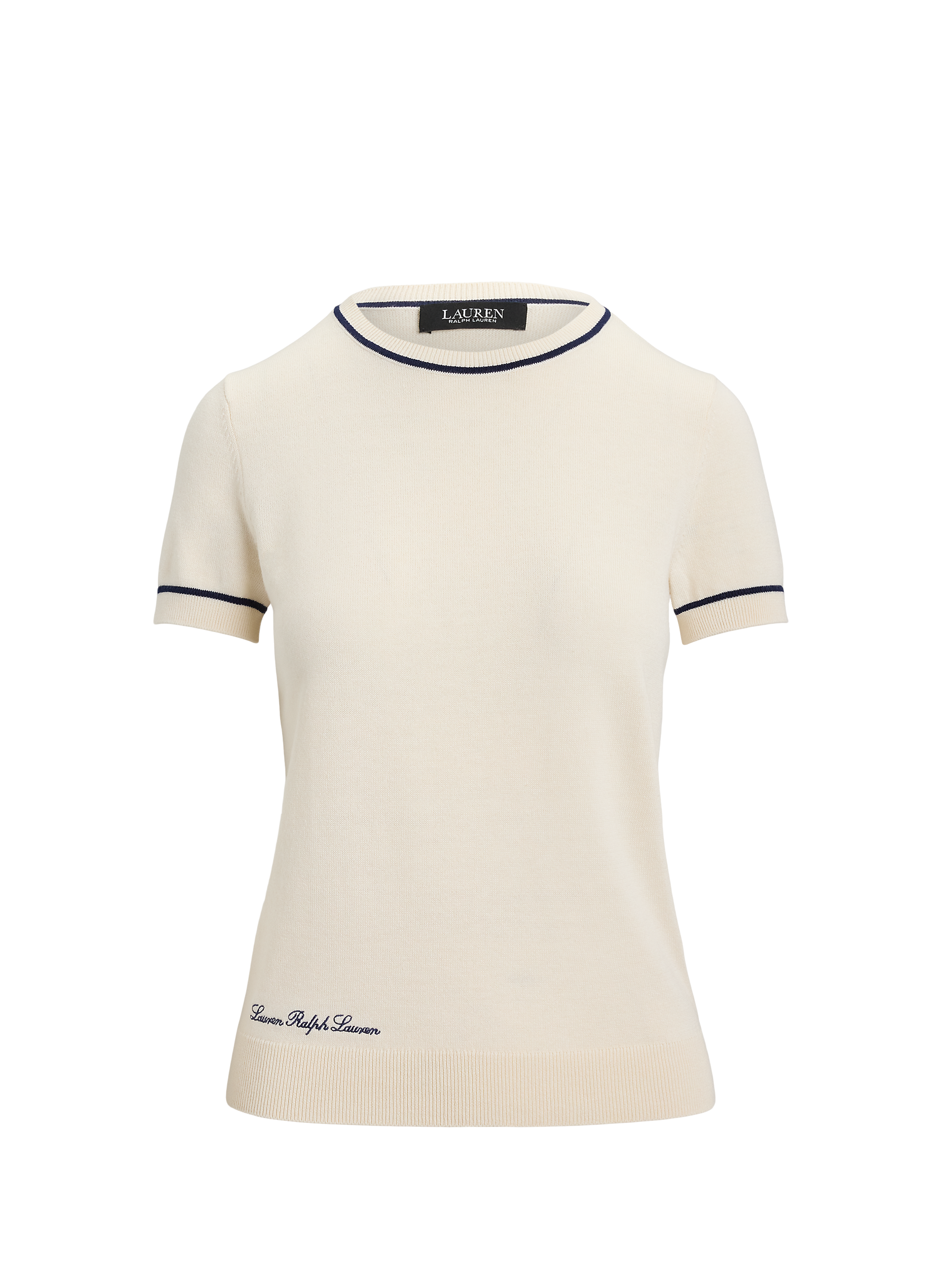 Short-sleeved cotton blend sweater LAUREN Beige