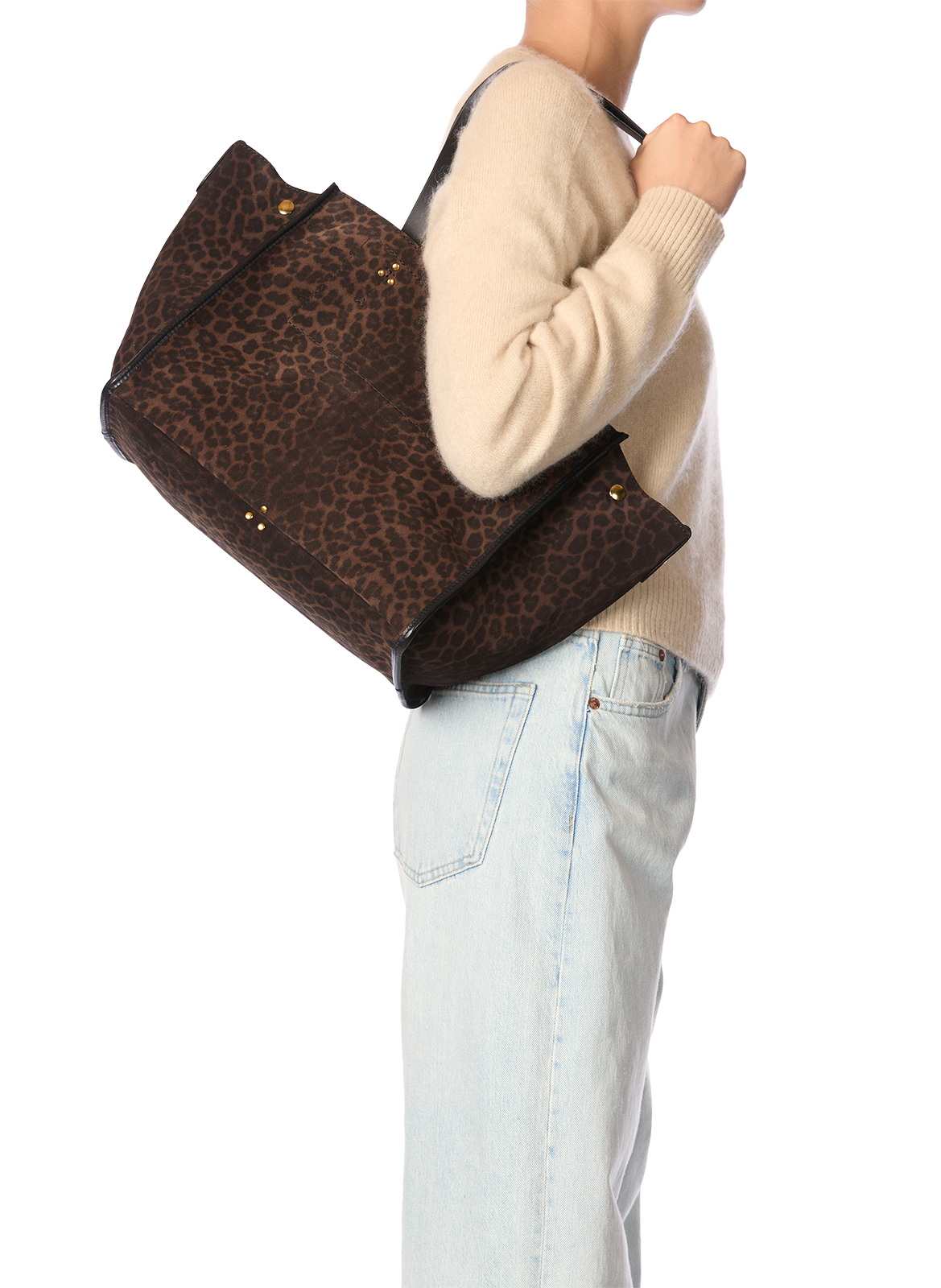 Léon M suede printed leather tote bag JÉRÔME DREYFUSS Multicolour