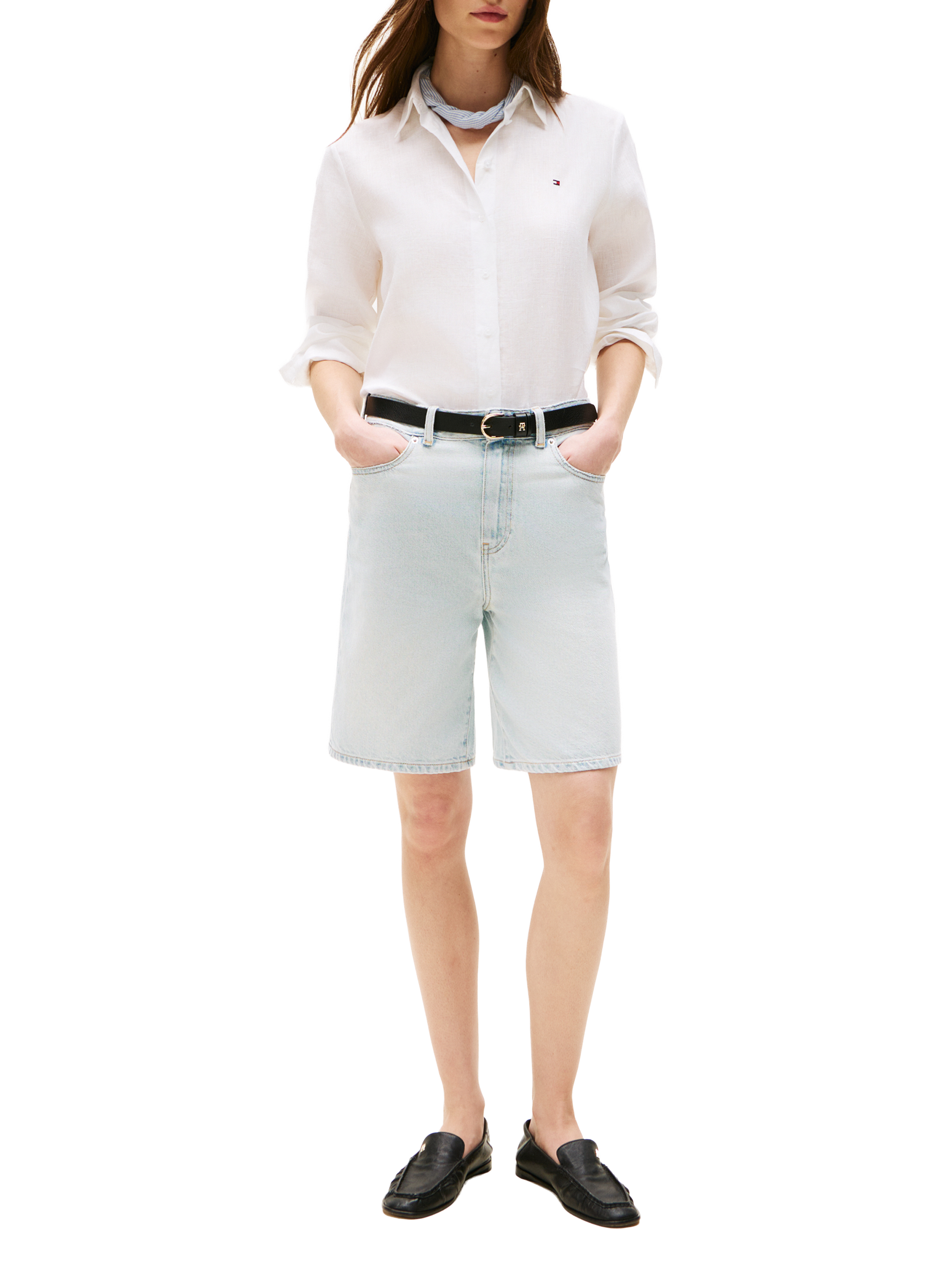 Chemise rayée en lin TOMMY HILFIGER Blanc