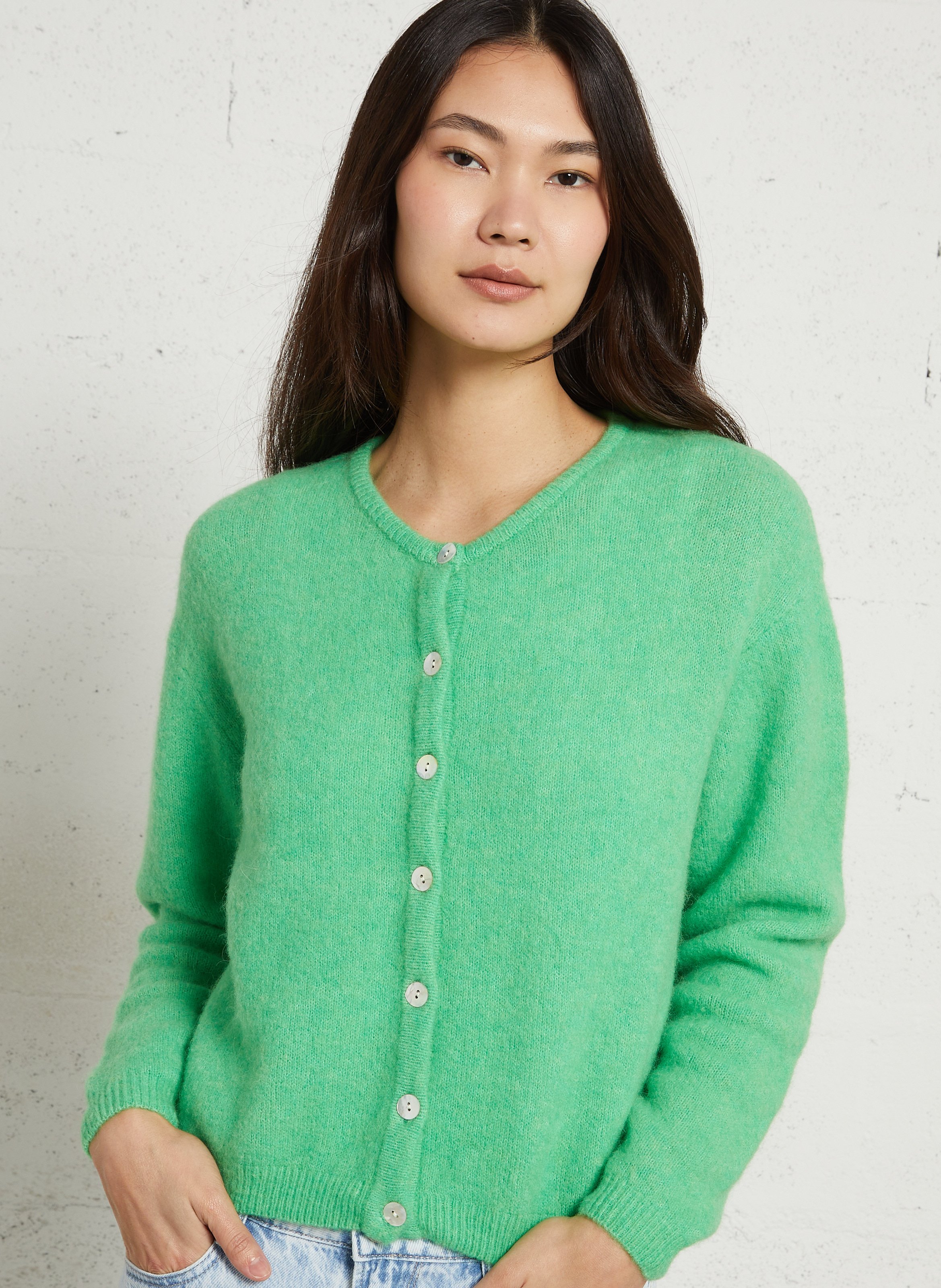 Gilet ample col rond en laine mélangée vitow AMERICAN VINTAGE Vert