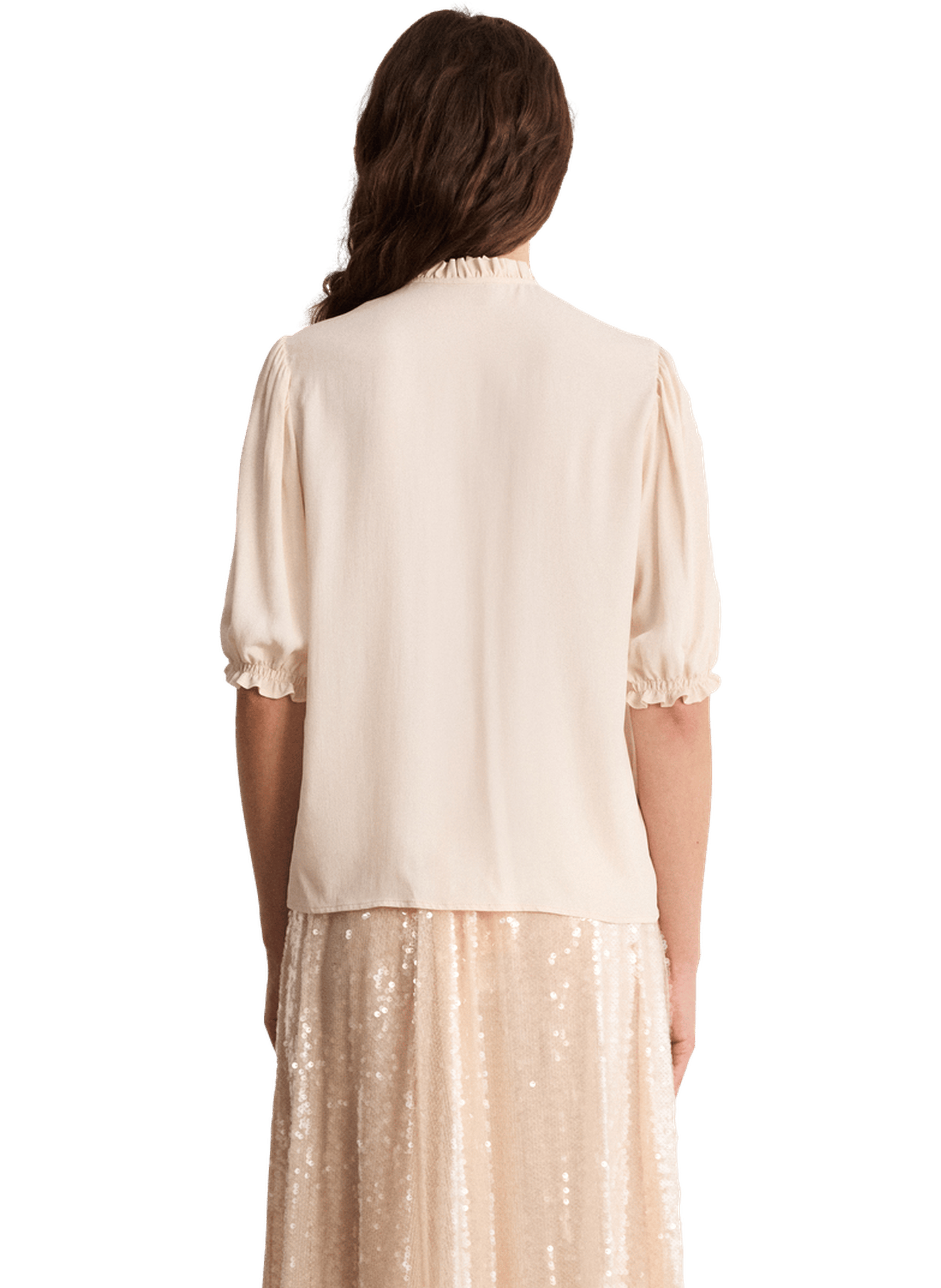 Blouse fluide boutonnée et volantée - clementine PABLO Beige