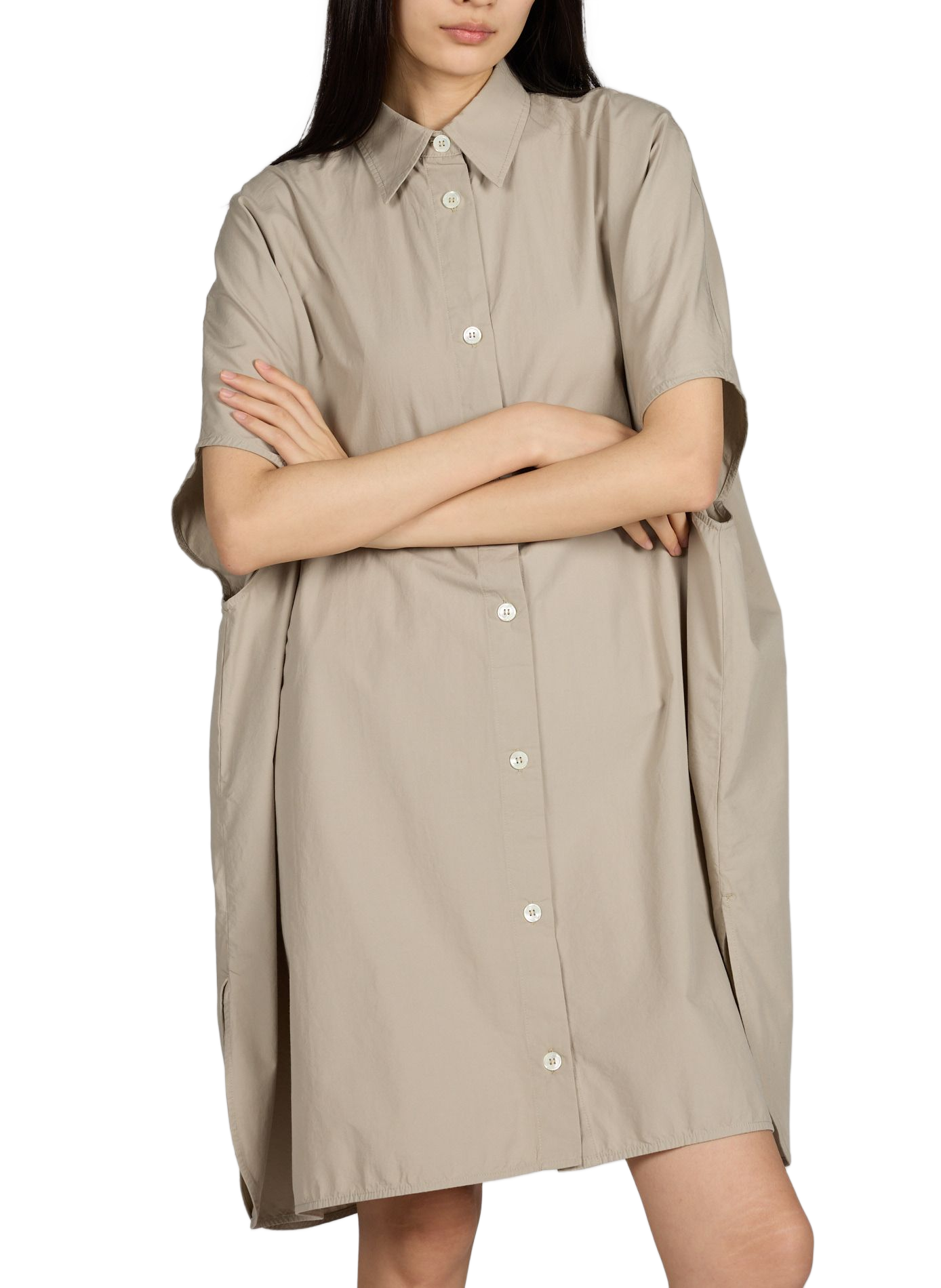 Kurzes Kleid Ariel aus Baumwollpopeline OFFICINE GENERALE Beige