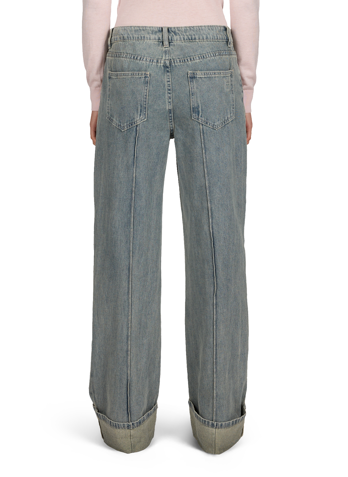 Straight leg cotton jeans with cuffs ROUGE EDIT Blue