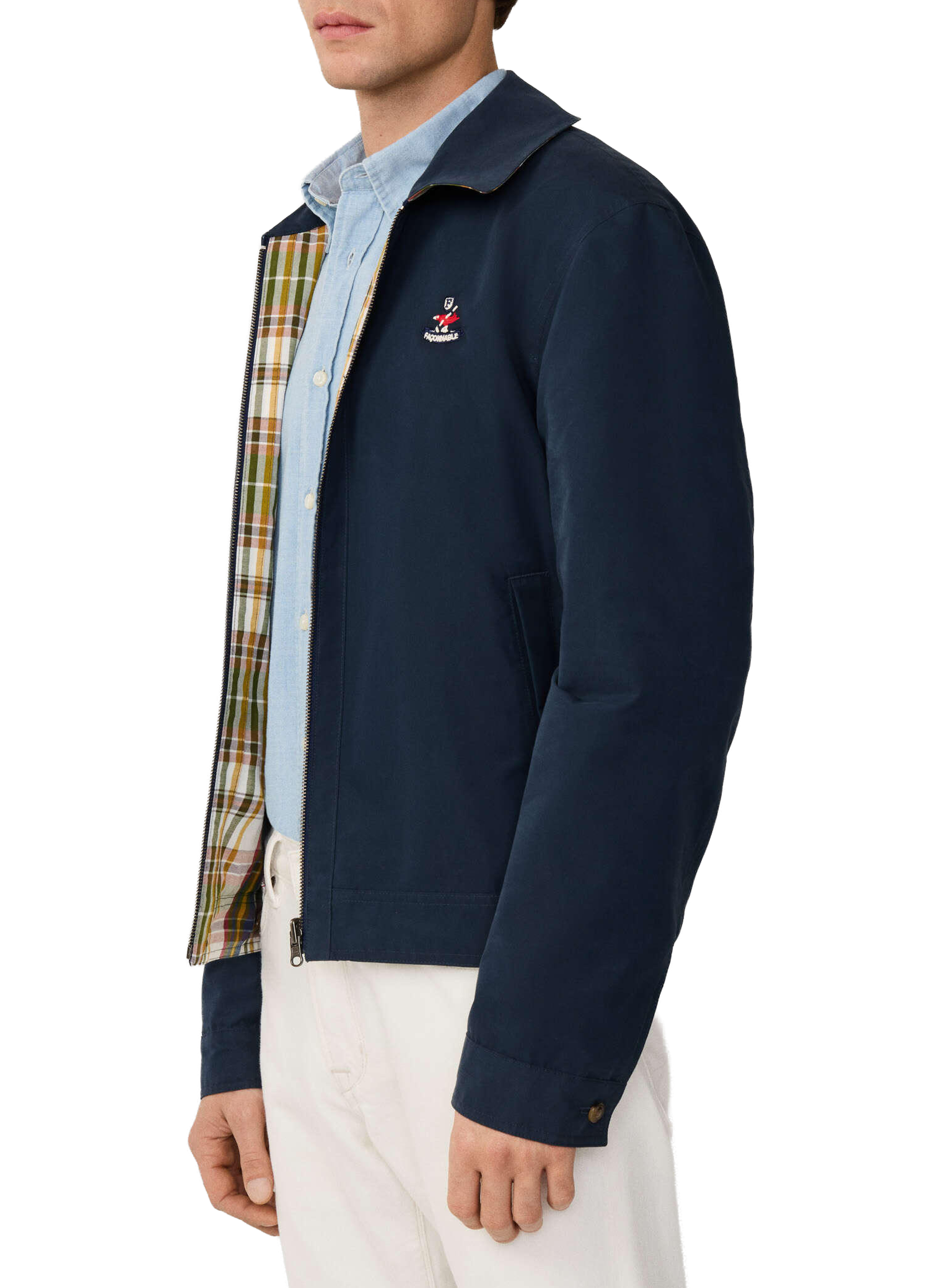 Reversible jacket in mixed linen and cotton FACONNABLE Blue