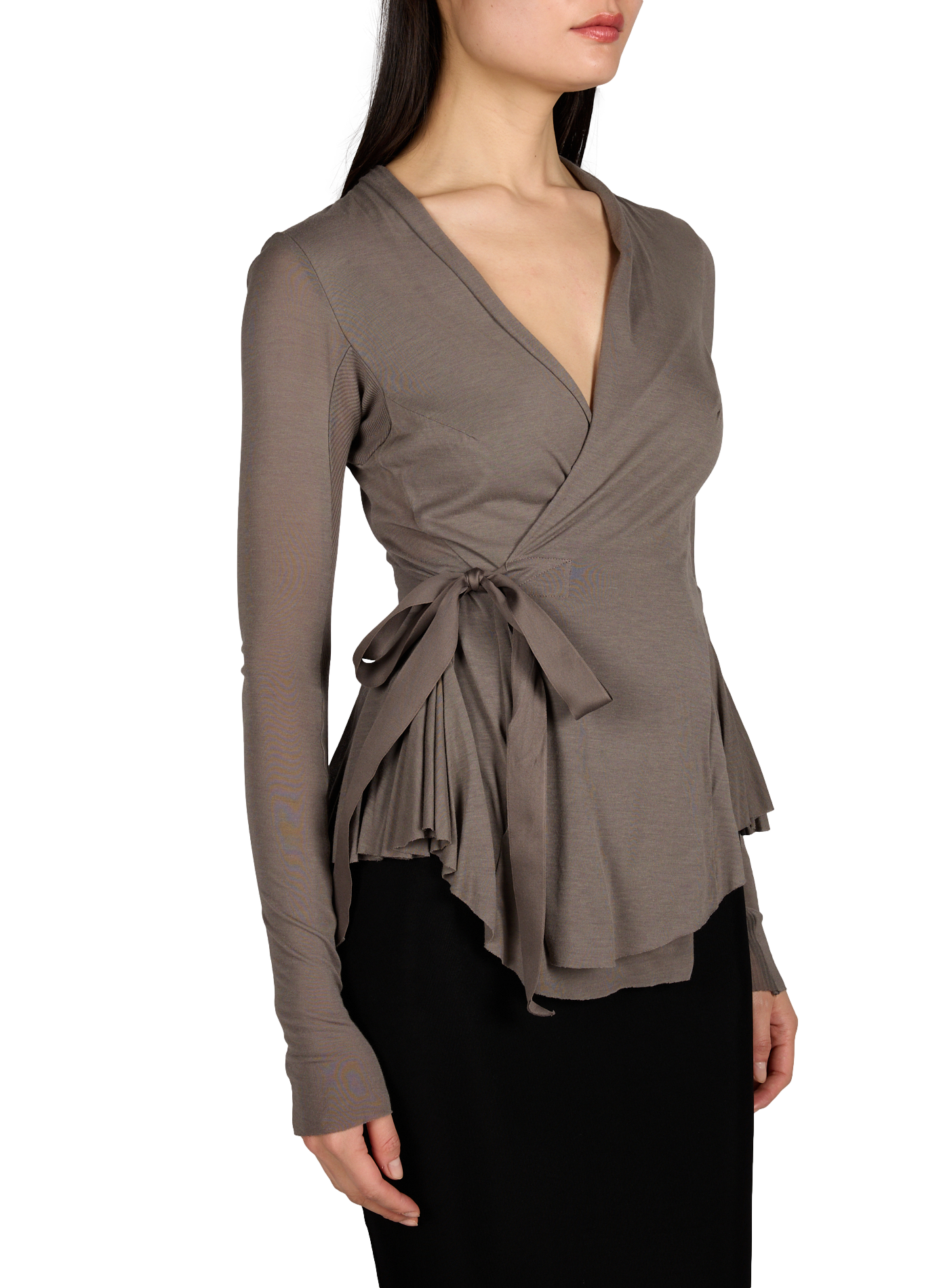 Cardigan à manches longues noué sur le devant RICK OWENS Beige