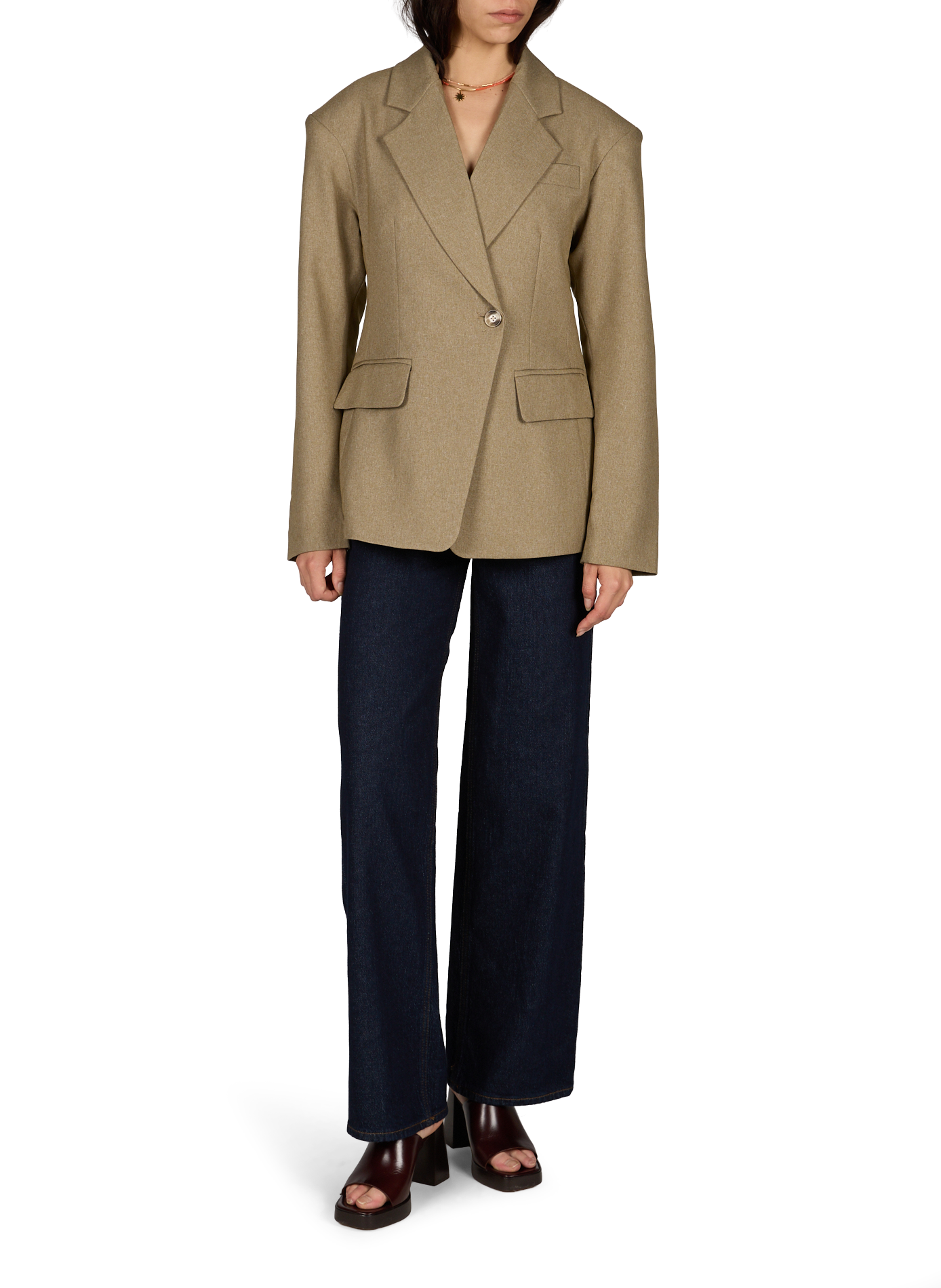 Blazer cintré à col tailleur TOPSHOP Gris