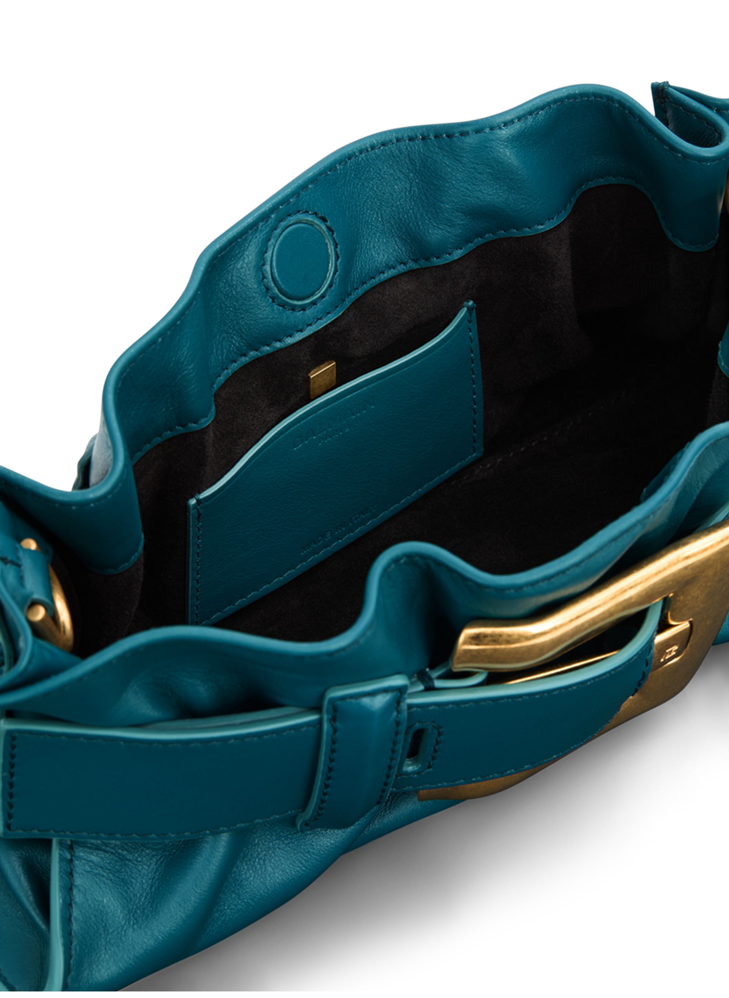 Sac anthem mini en cuir lisse BALMAIN Bleu