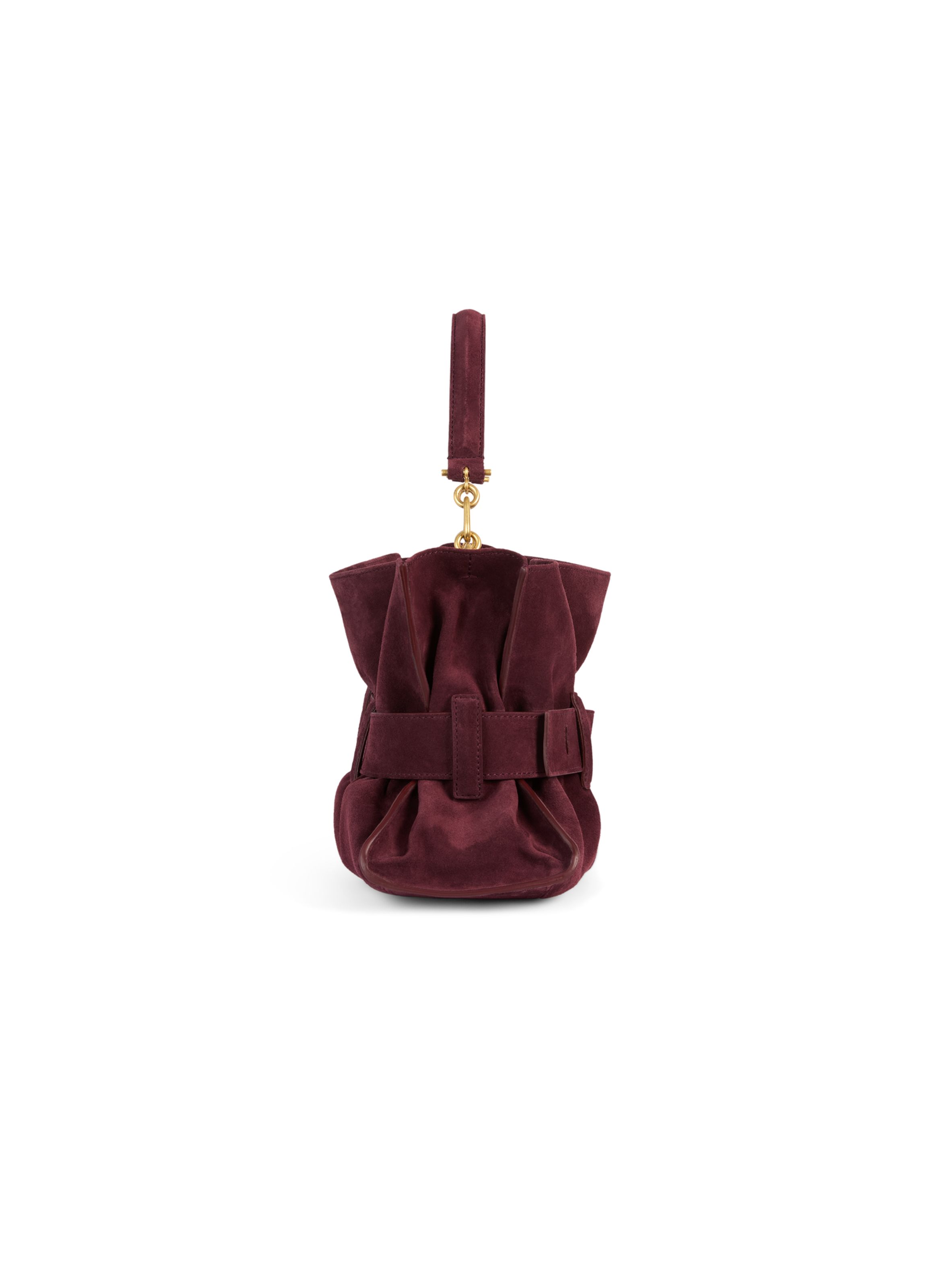 Sac anthem medium en cuir suédé BALMAIN Rouge