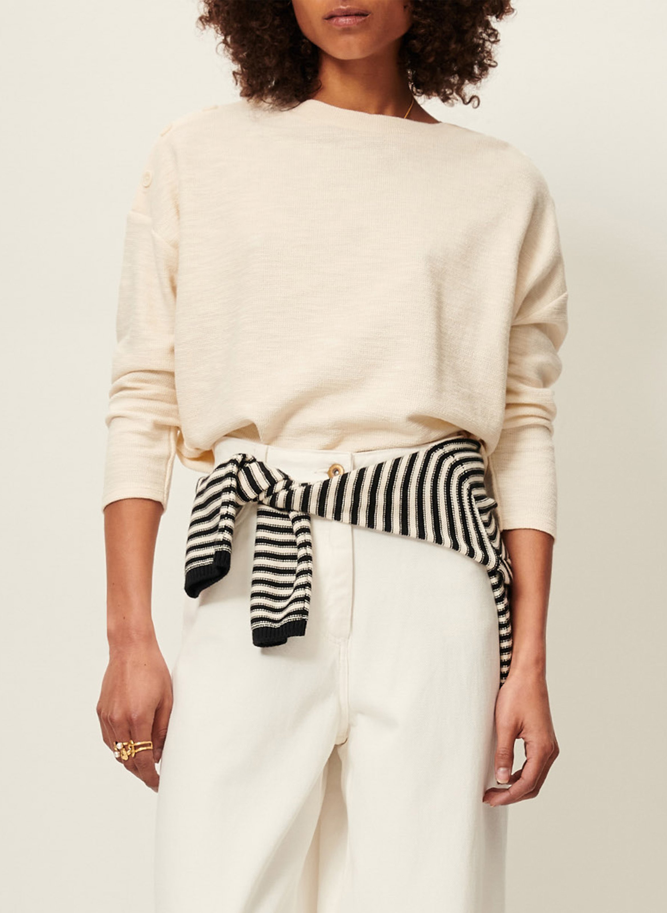 Pull fin col rond en coton mélangé austin SESSUN Beige