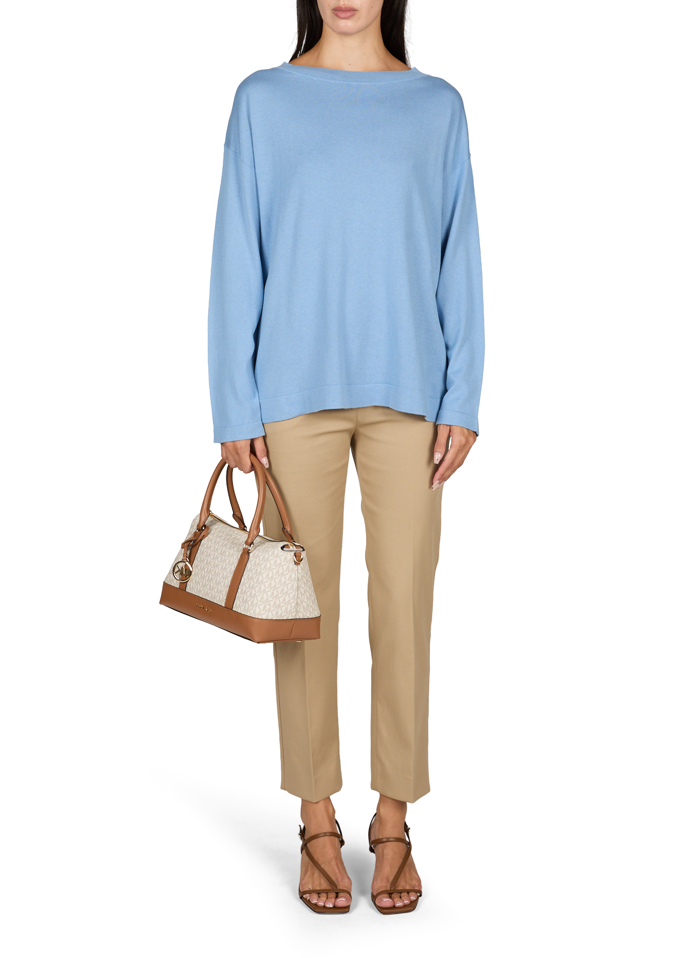 Round neck sweater in silk and cotton MAX MARA WEEK END Blue