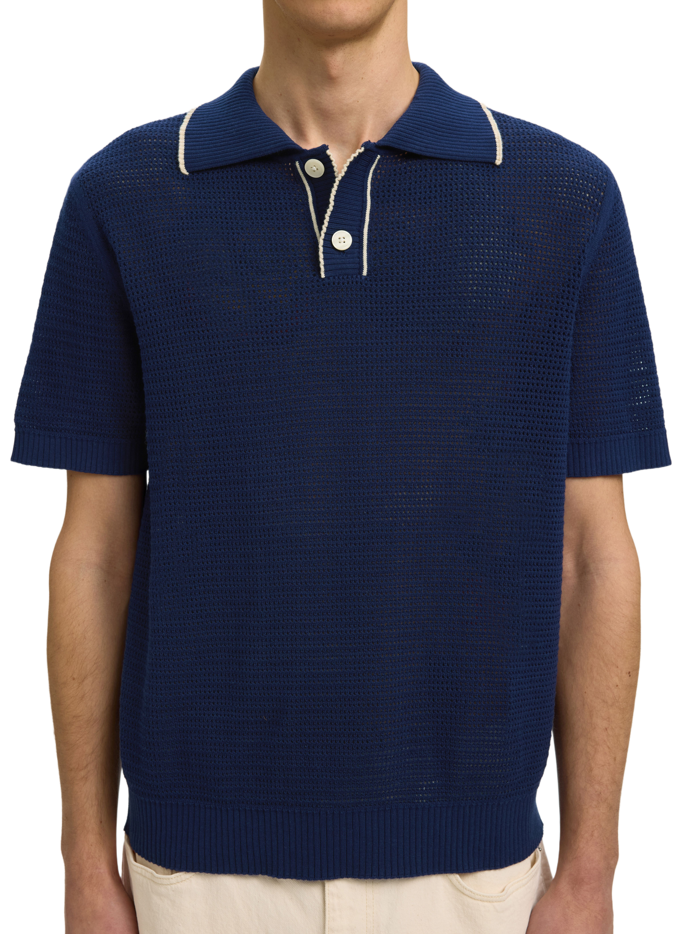 Short sleeve cotton polo shirt SELECTED Blue