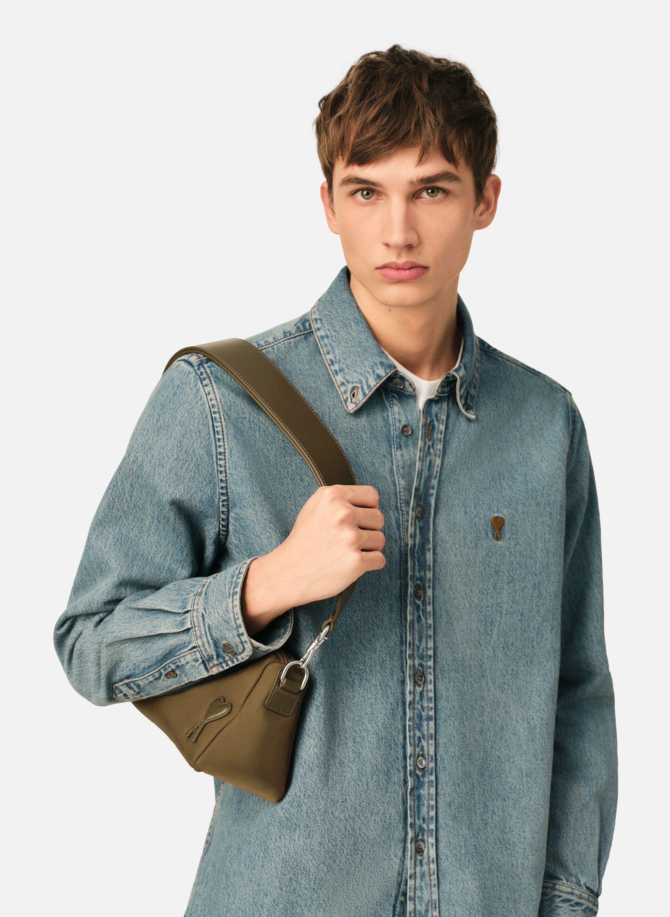 Sac marcel unisexe en nylon AMI PARIS Marron