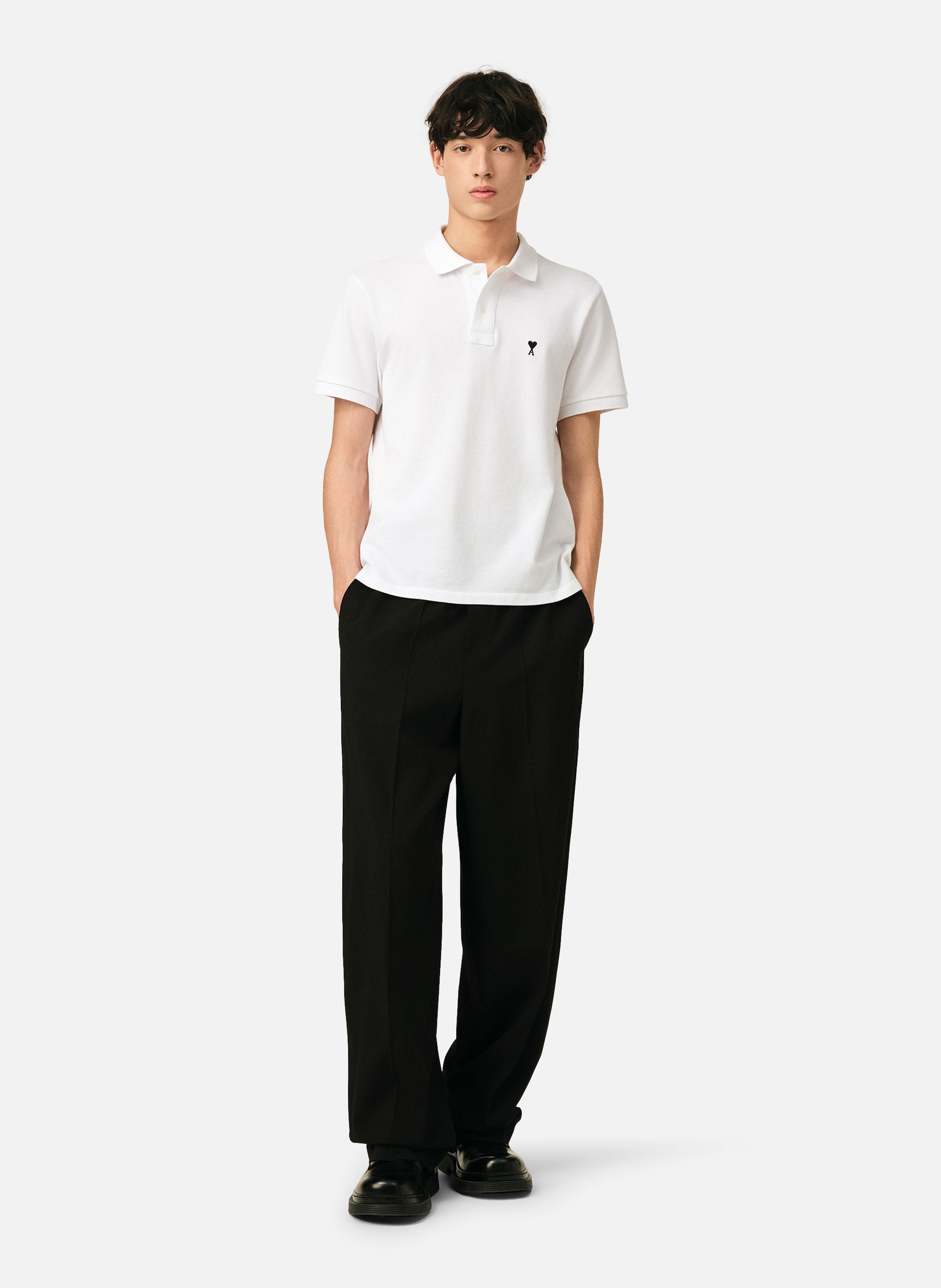 Polo manches courtes ami de coeur en coton AMI PARIS Blanc