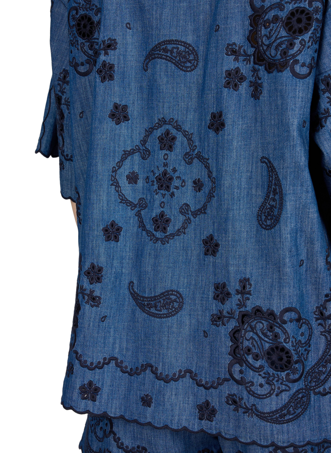 Bluse mit Kaschmir-Stickerei und gesäumten Kanten aus Baumwolle ZIMMERMANN Blau