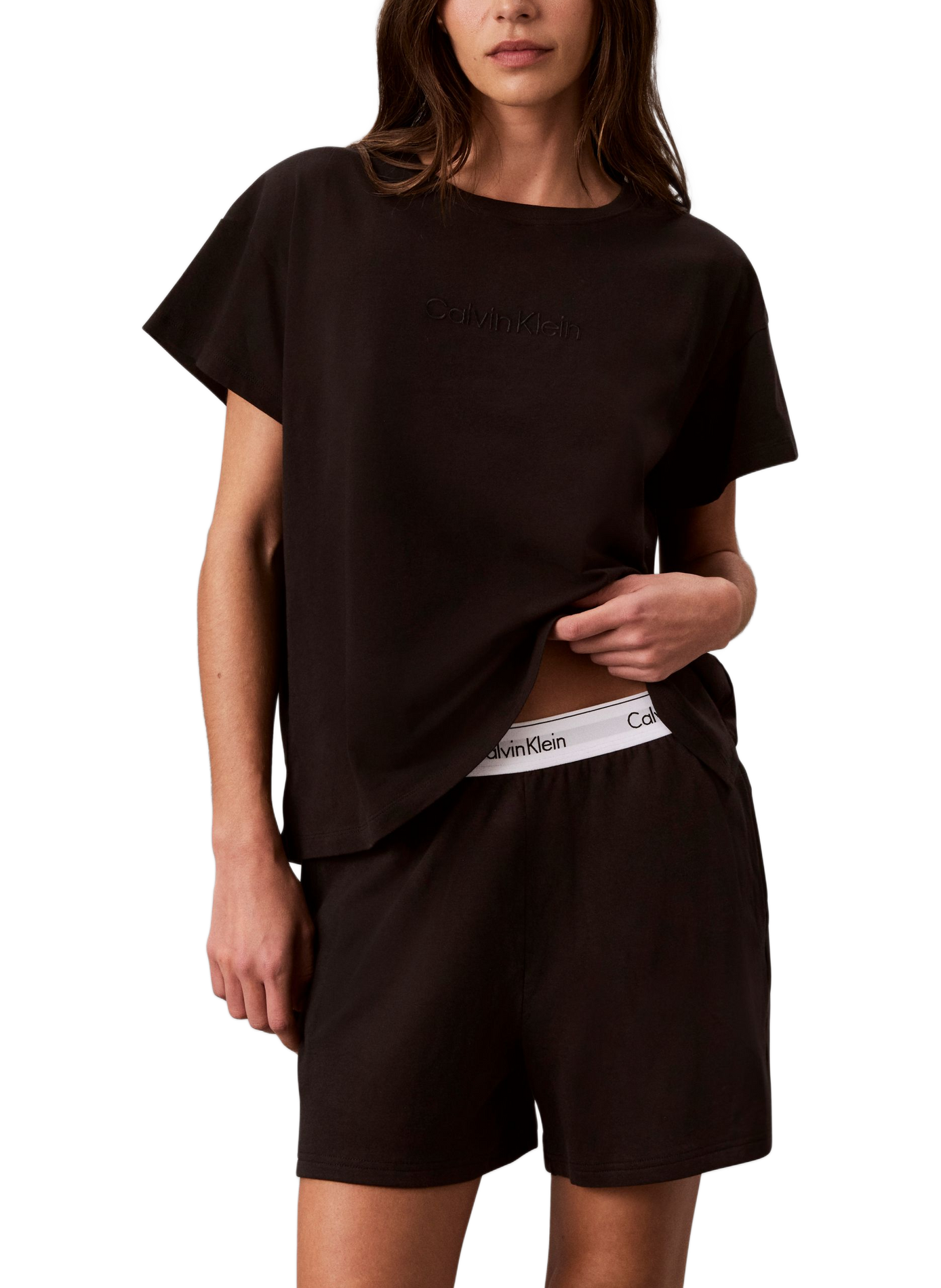 T-shirt with brand embroidery in blended cotton CALVIN KLEIN Black