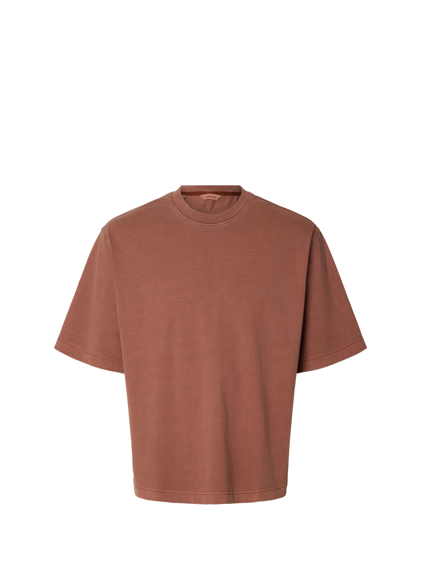 Oversized T-shirt met ronde hals van katoen SELECTED Rood
